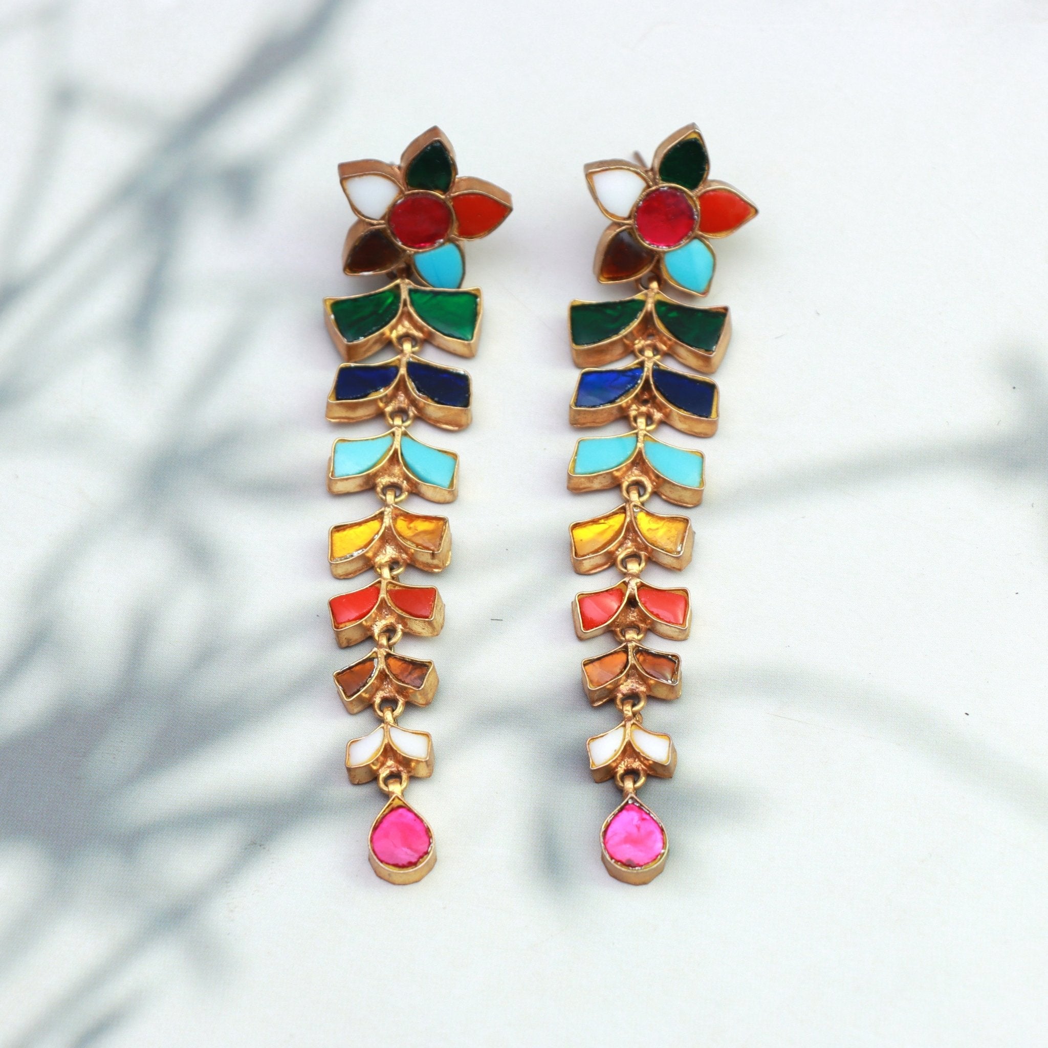 Rainbow Bloom Meenakari Earrings - Dropdeadgorgeous