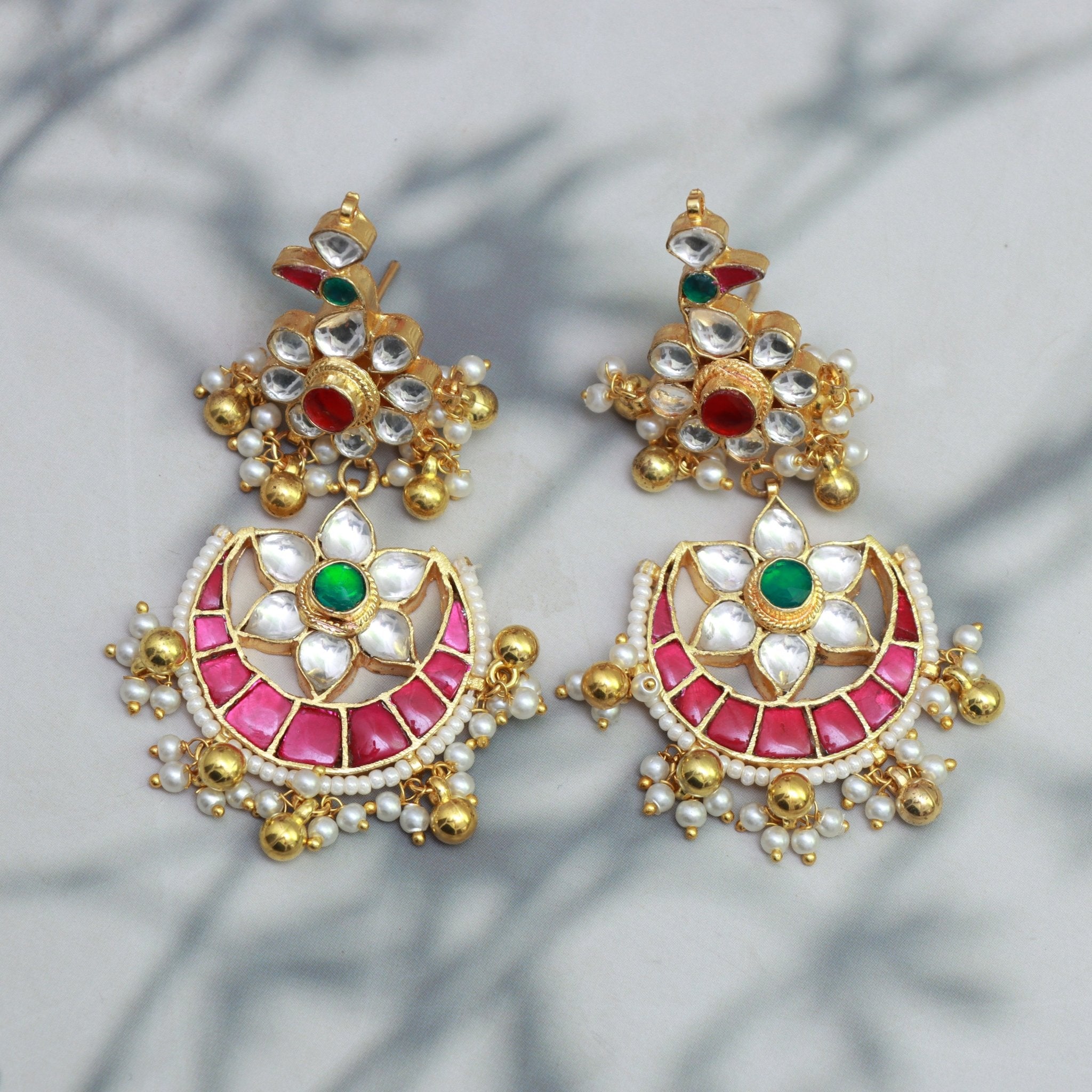 Royal Meenakari Crescent Earrings - Dropdeadgorgeous