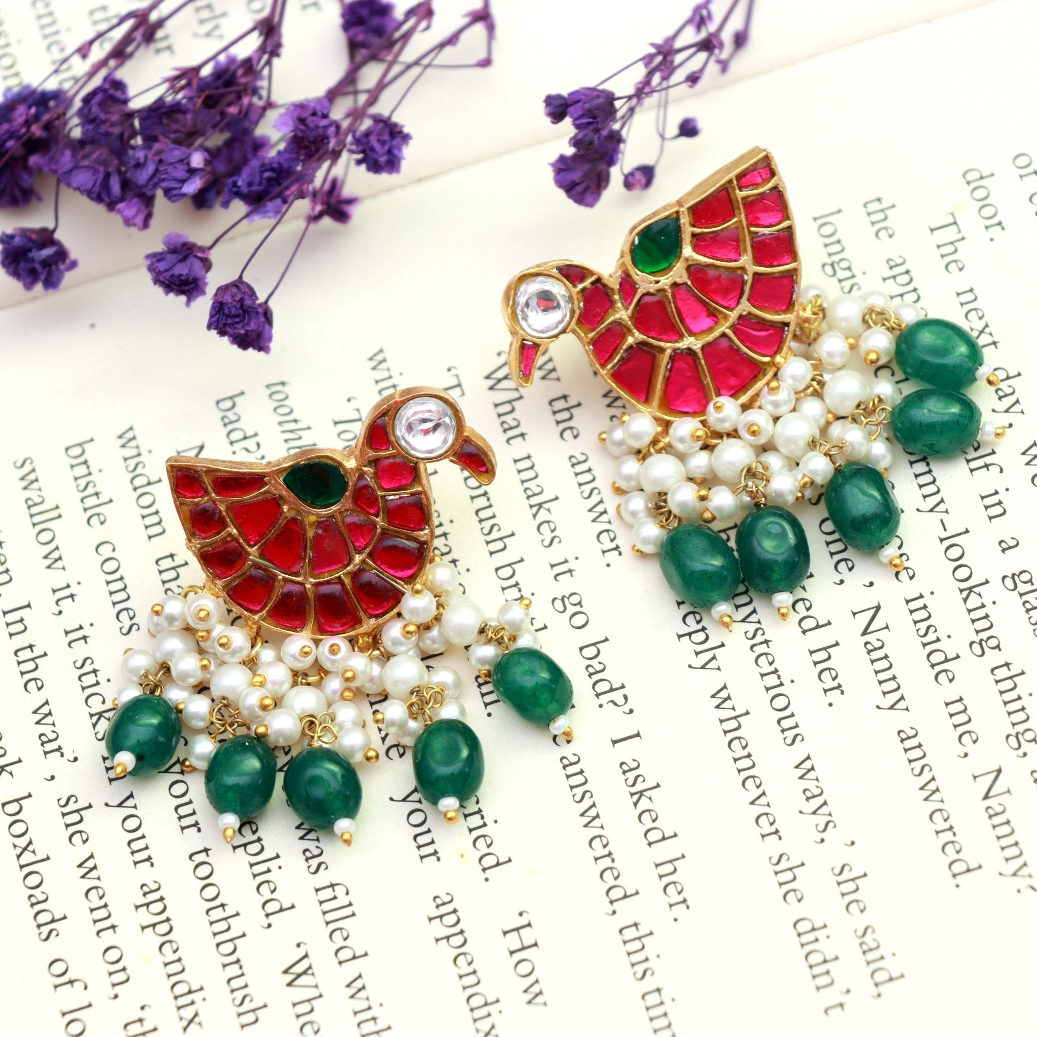 Royal Meenakari Bird Earrings - Dropdeadgorgeous