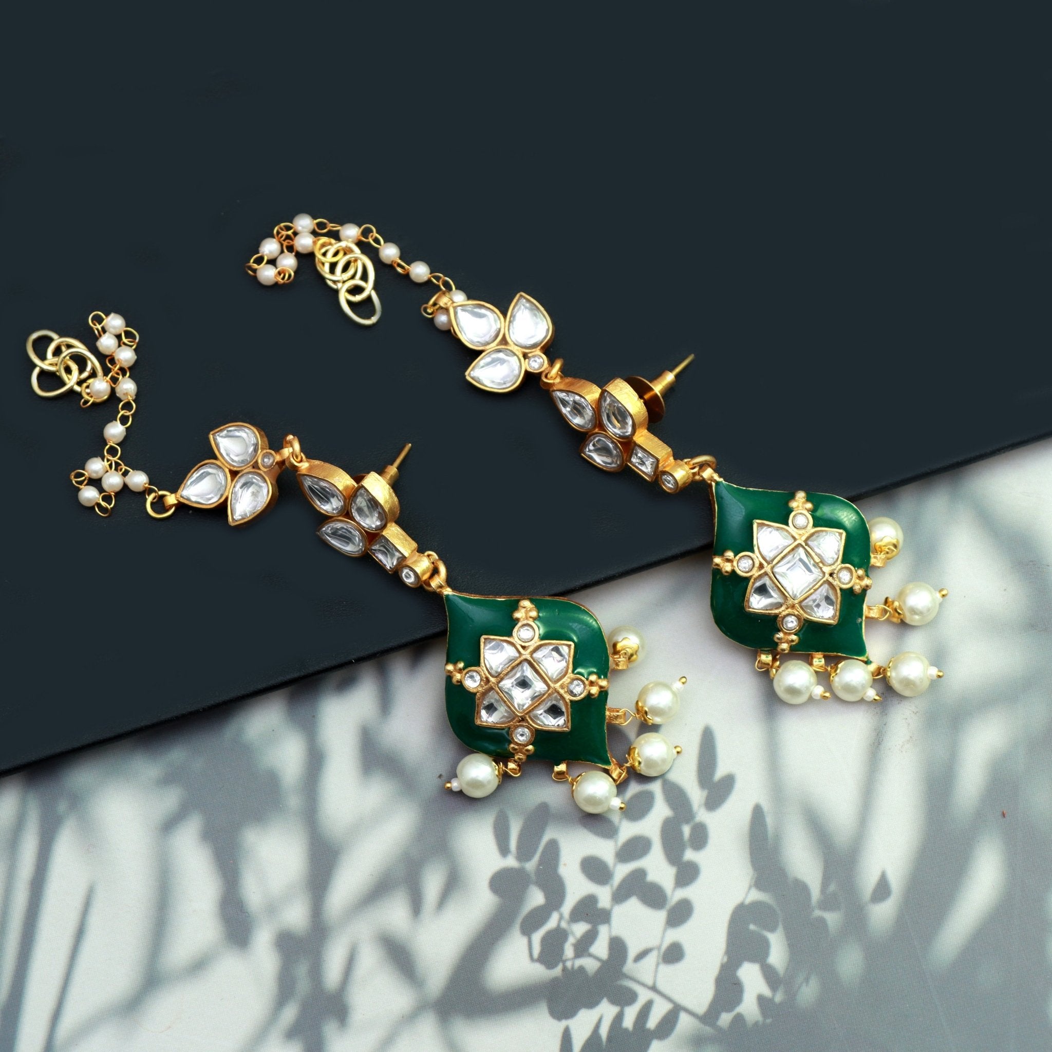 Emerald Kundan Passa Earrings - Dropdeadgorgeous