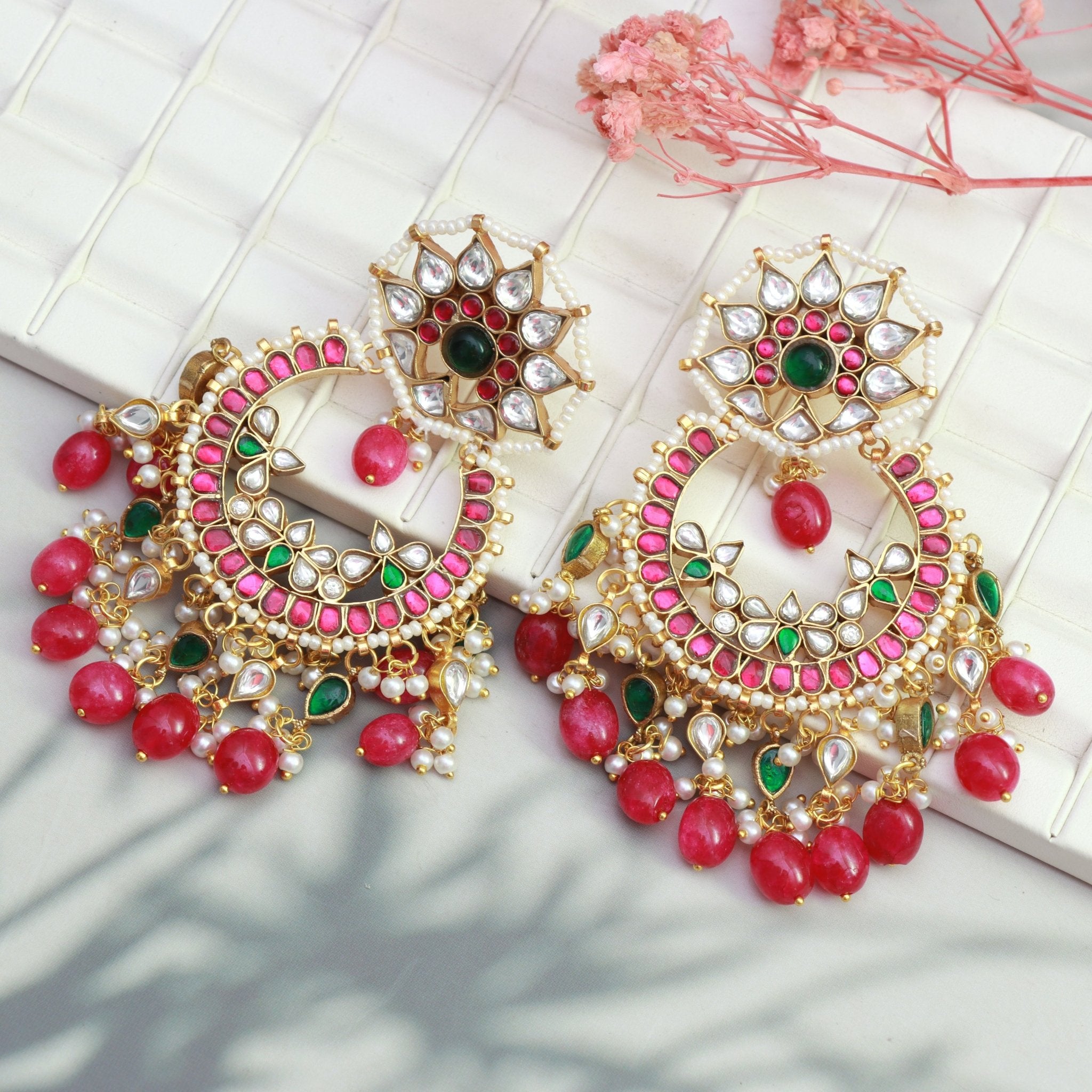 Rajwada Ruby Chandbalis - Dropdeadgorgeous