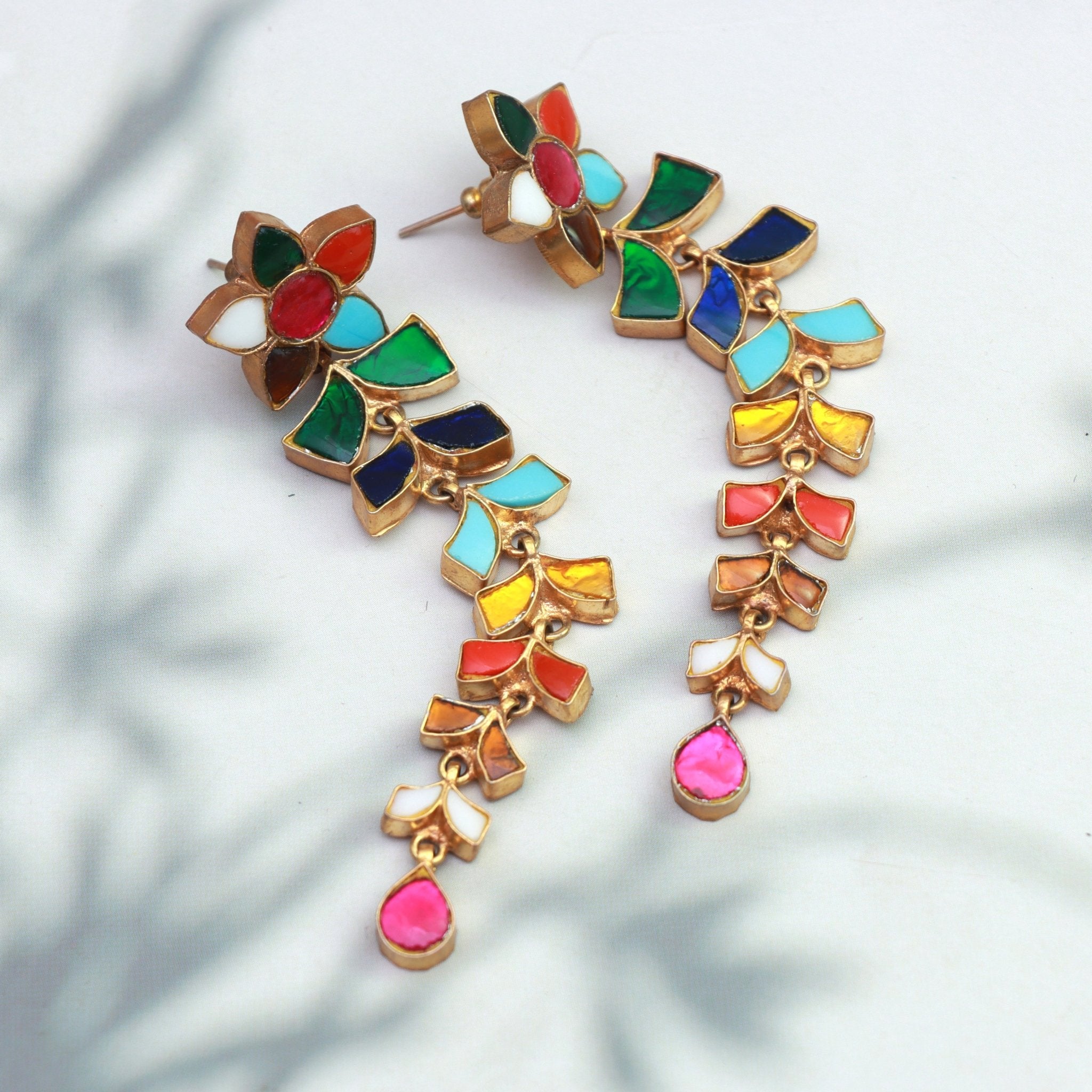 Rainbow Bloom Meenakari Earrings - Dropdeadgorgeous