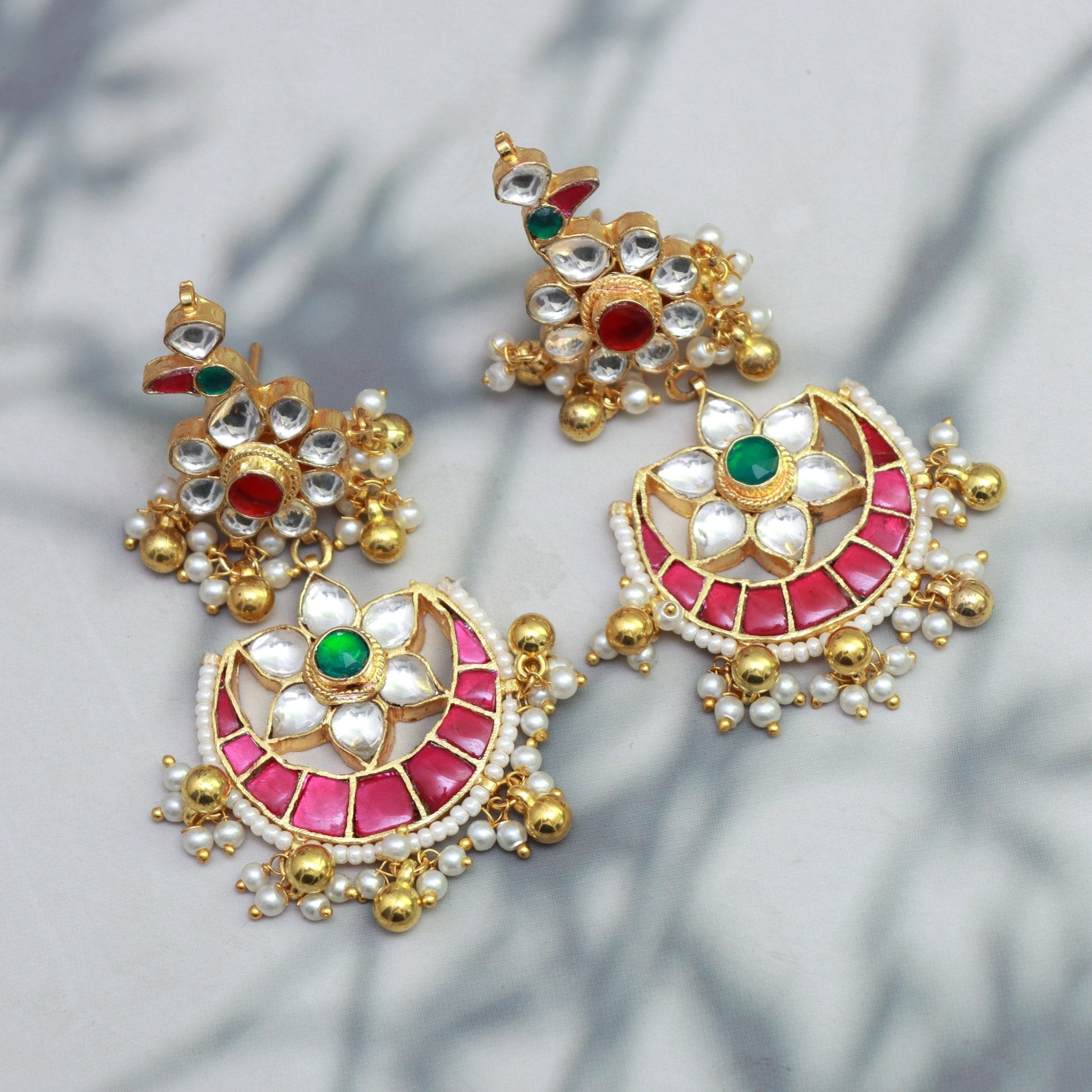 Royal Meenakari Crescent Earrings - Dropdeadgorgeous