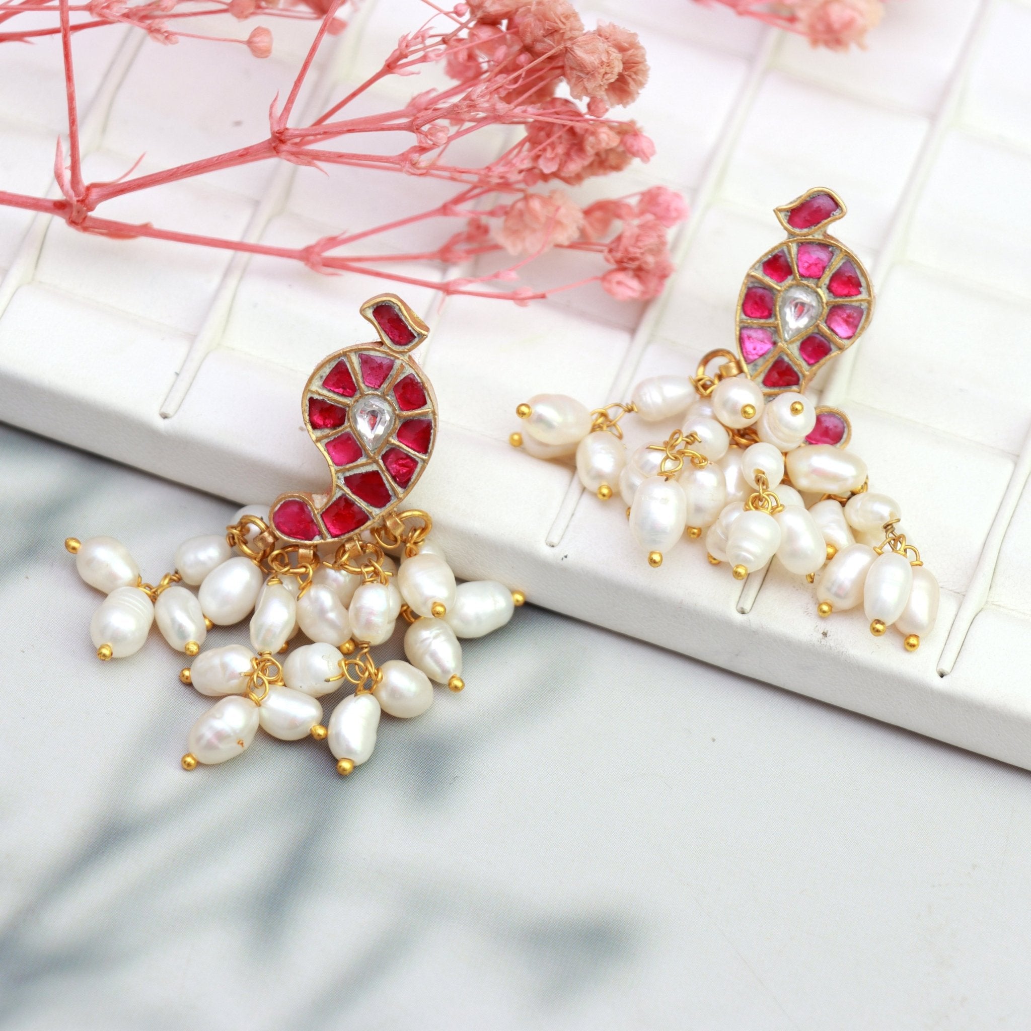 Pearl Cascade Kundan Earrings - Dropdeadgorgeous