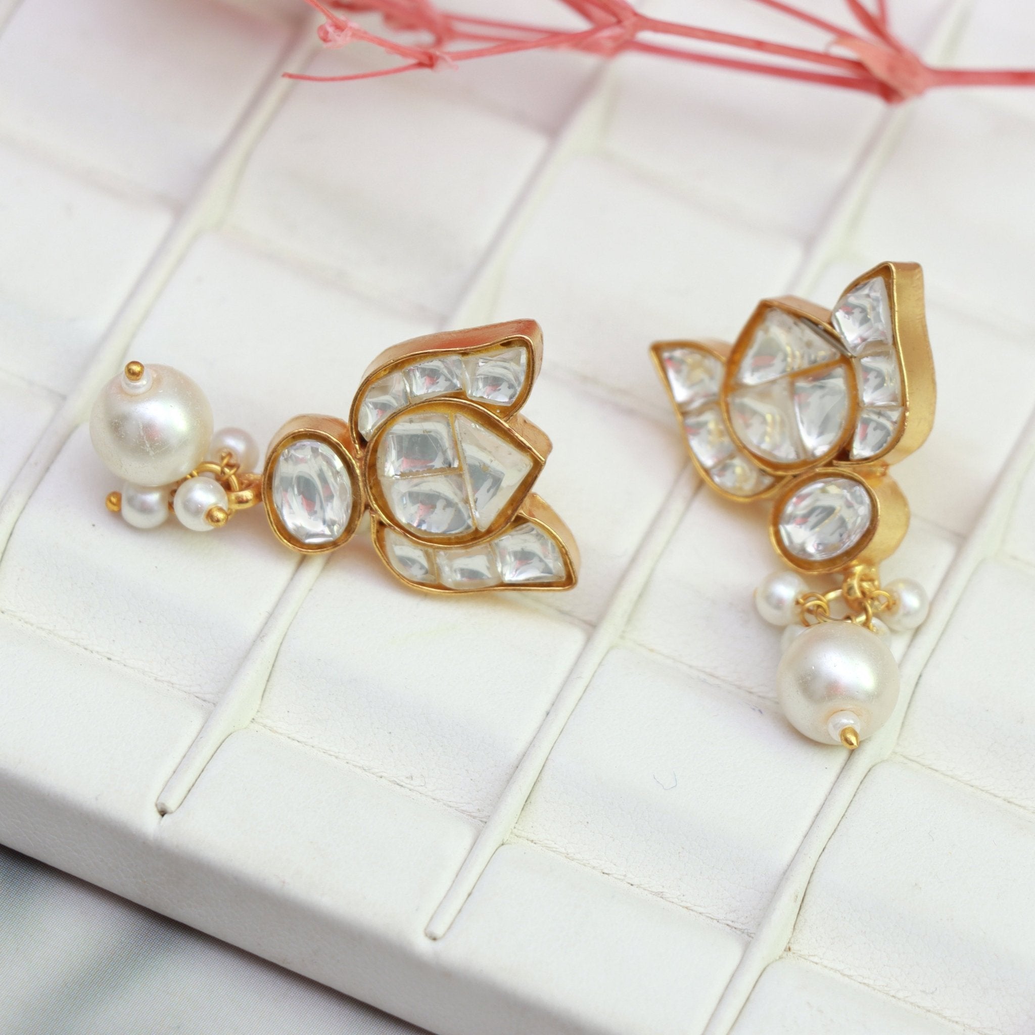 Ethereal Lotus Kundan Studs - Dropdeadgorgeous
