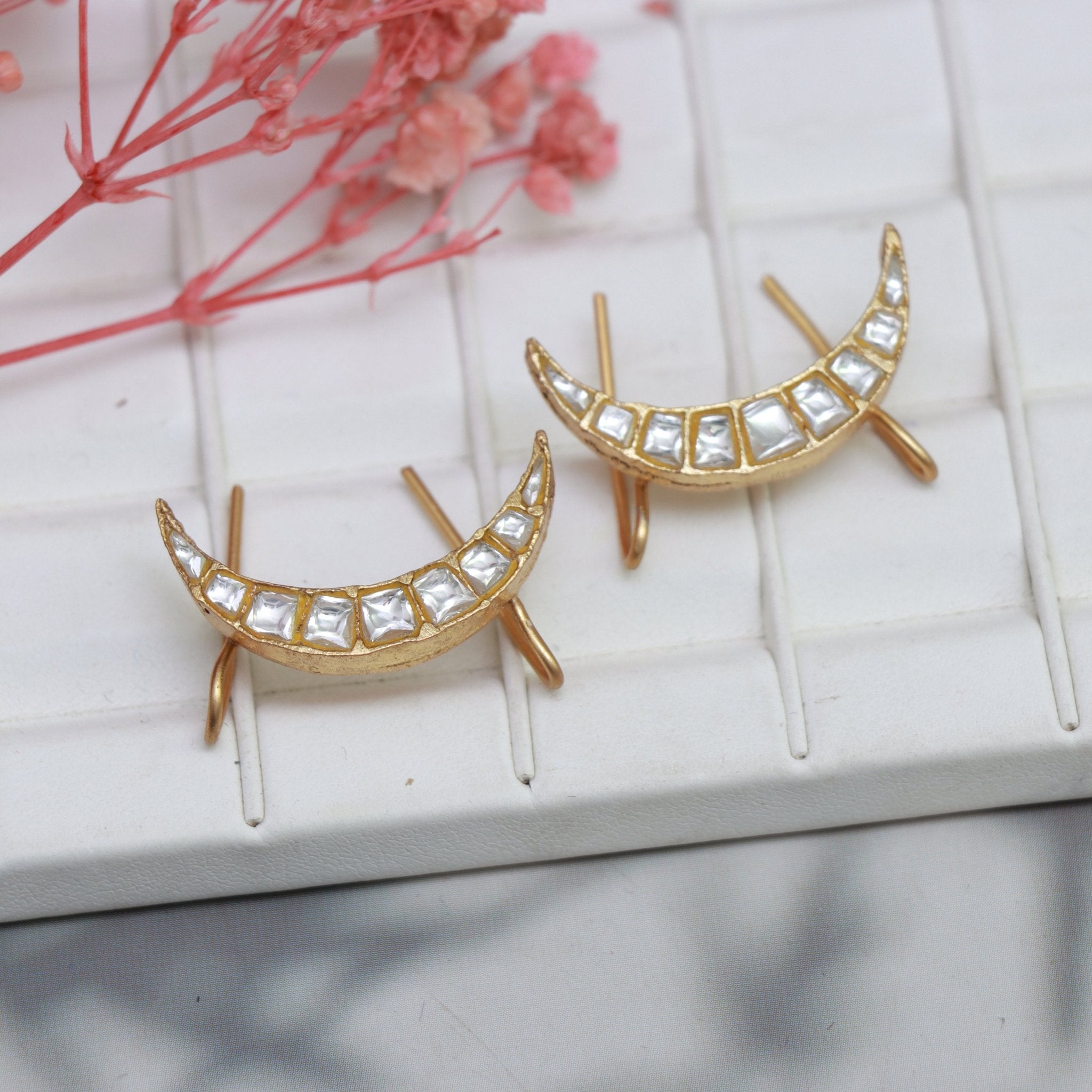 Kundan Crescent Minimalist Earrings - Dropdeadgorgeous