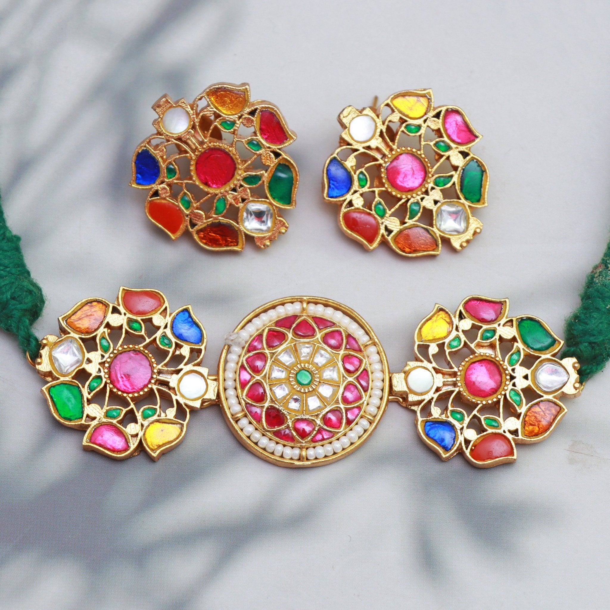 Navratna Radiance Choker Set - Dropdeadgorgeous