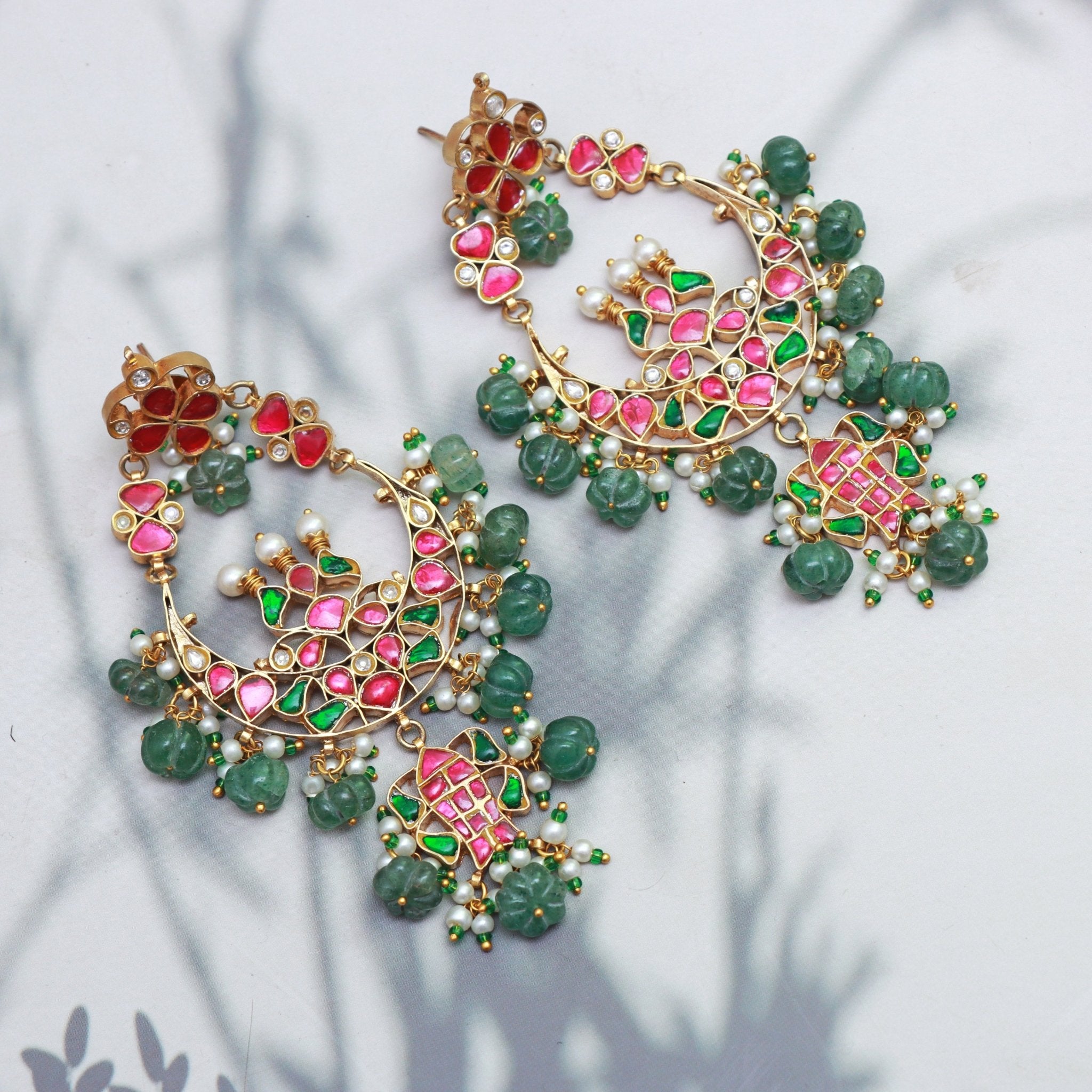 Meenakari Crescent Royale Chandbalis - Dropdeadgorgeous