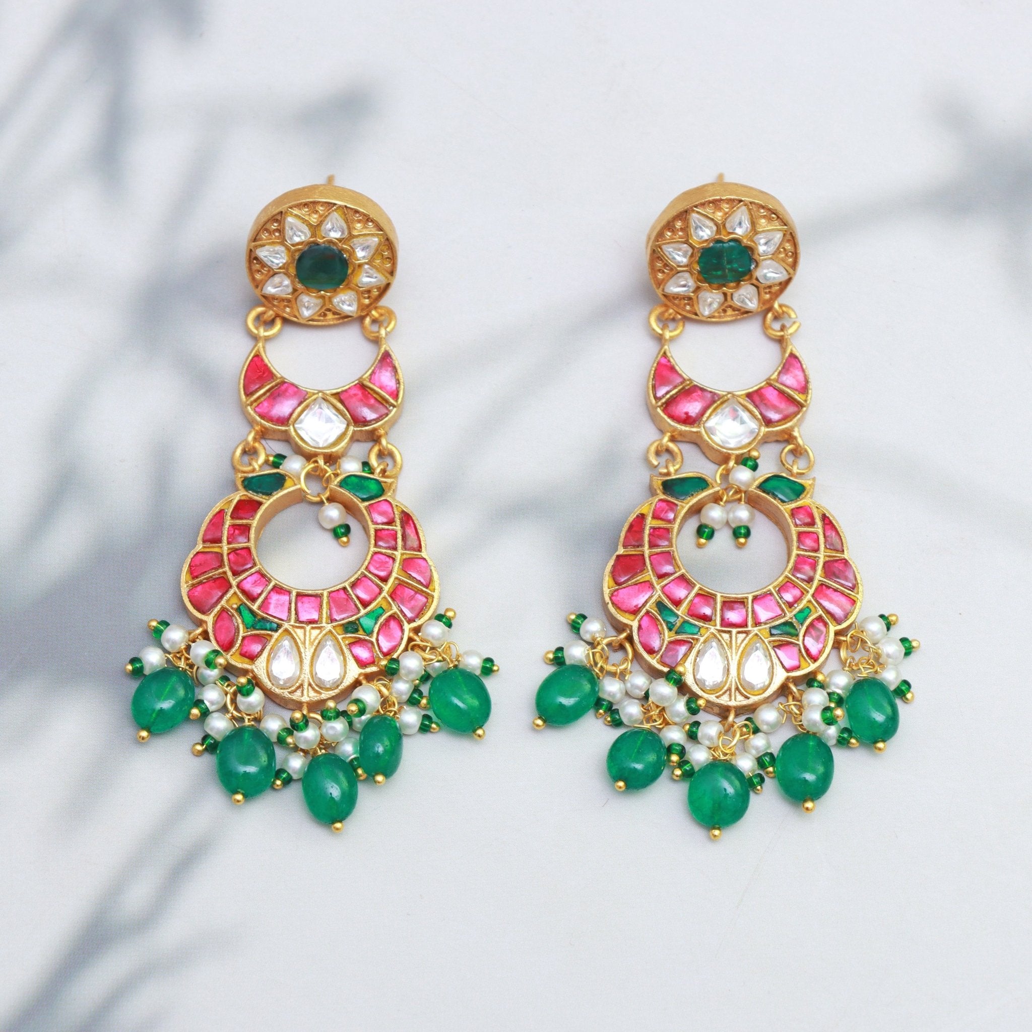 Royal Meenakari Chandbali Earrings - Dropdeadgorgeous