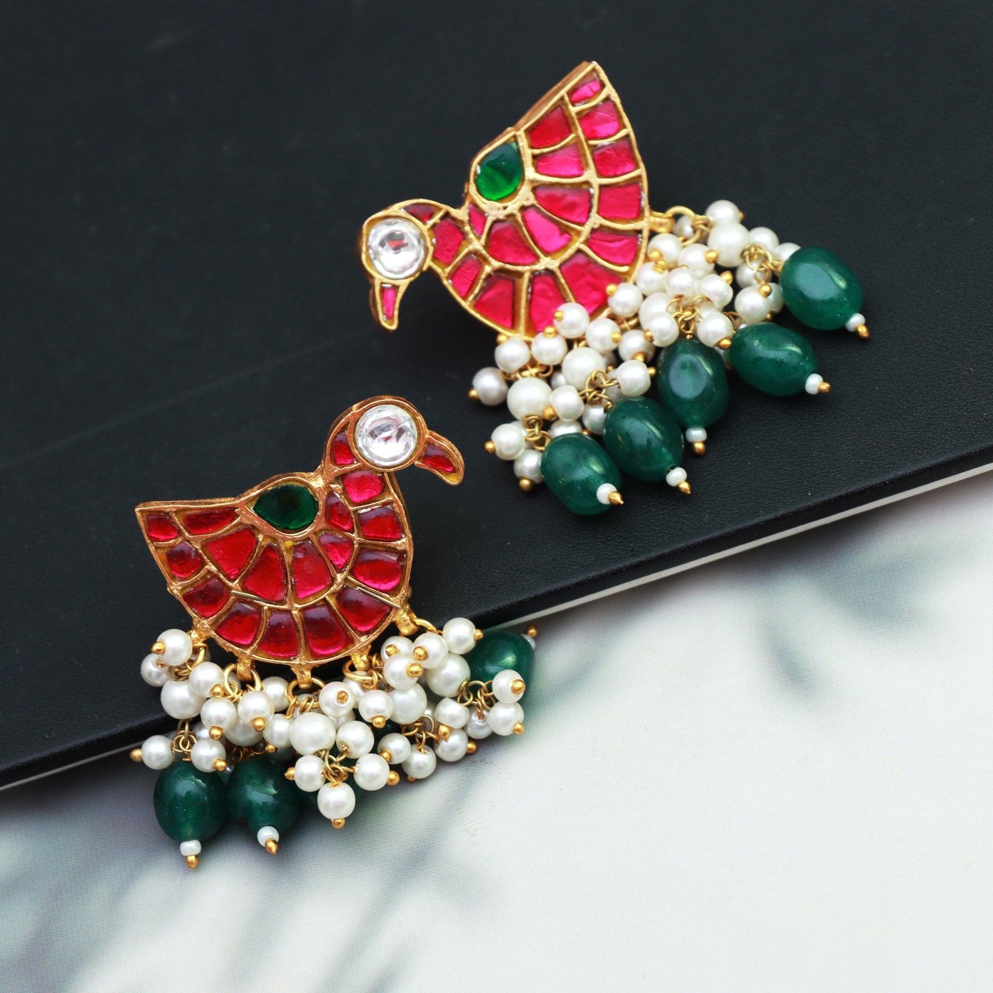 Royal Meenakari Bird Earrings - Dropdeadgorgeous