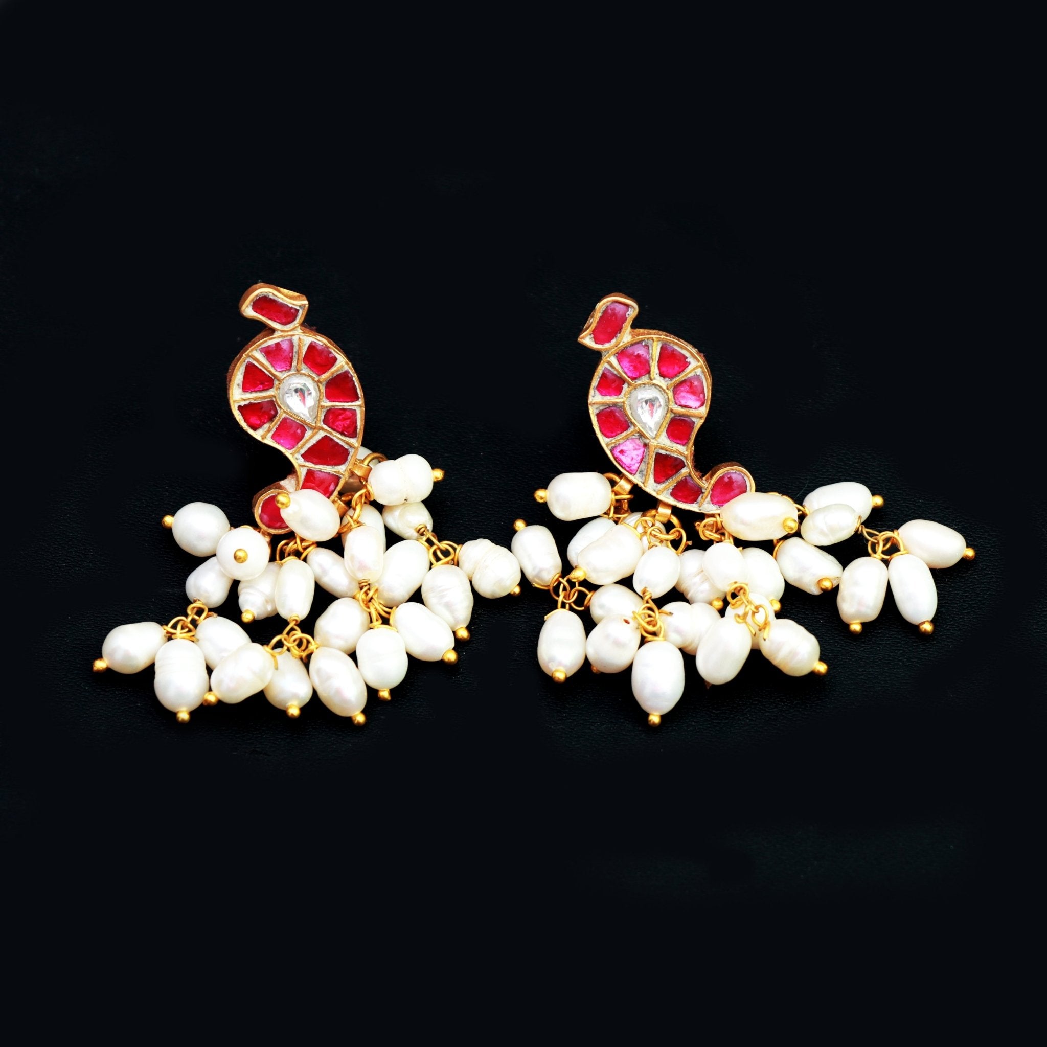 Pearl Cascade Kundan Earrings - Dropdeadgorgeous