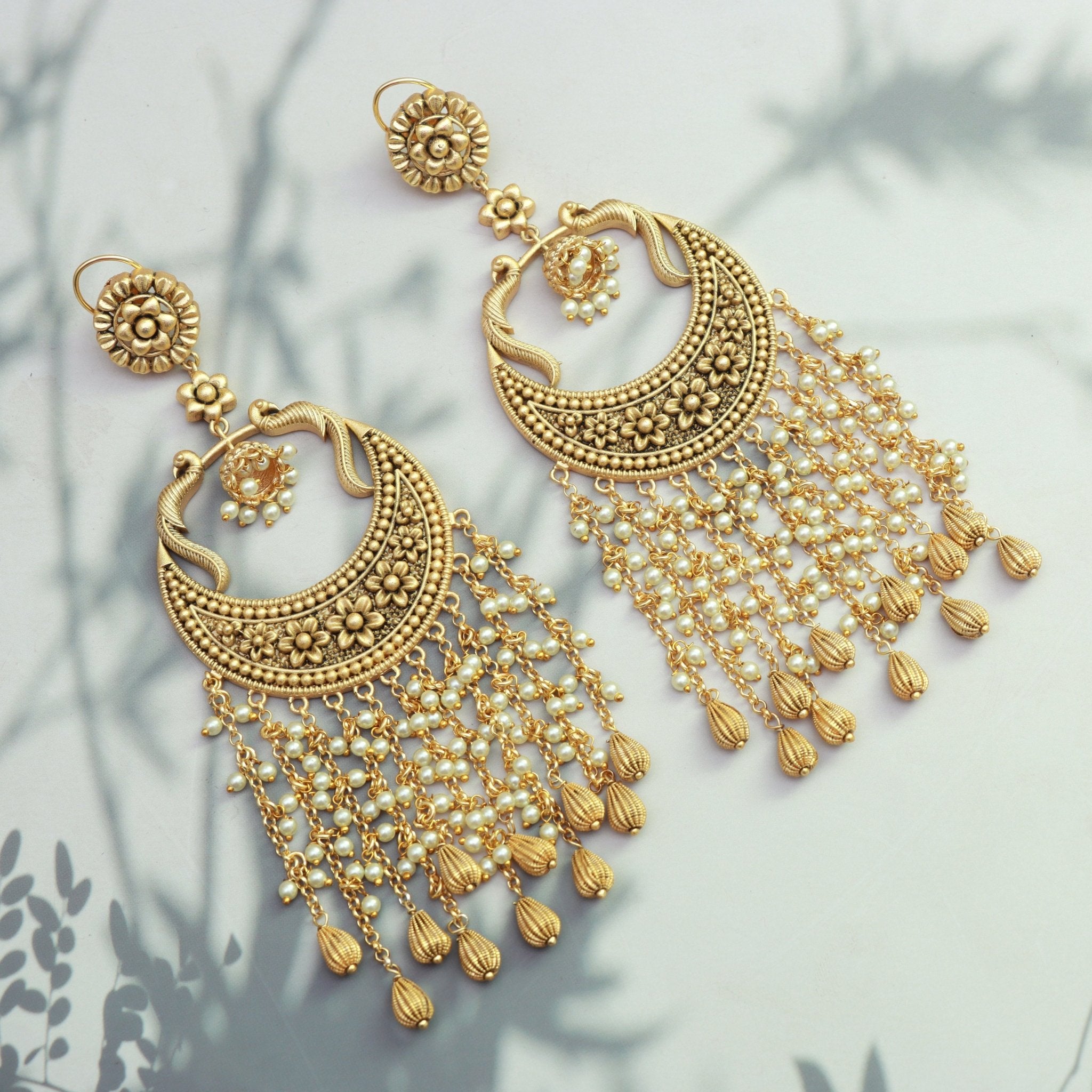 Antique Golden Cascade Chandbalis - Dropdeadgorgeous