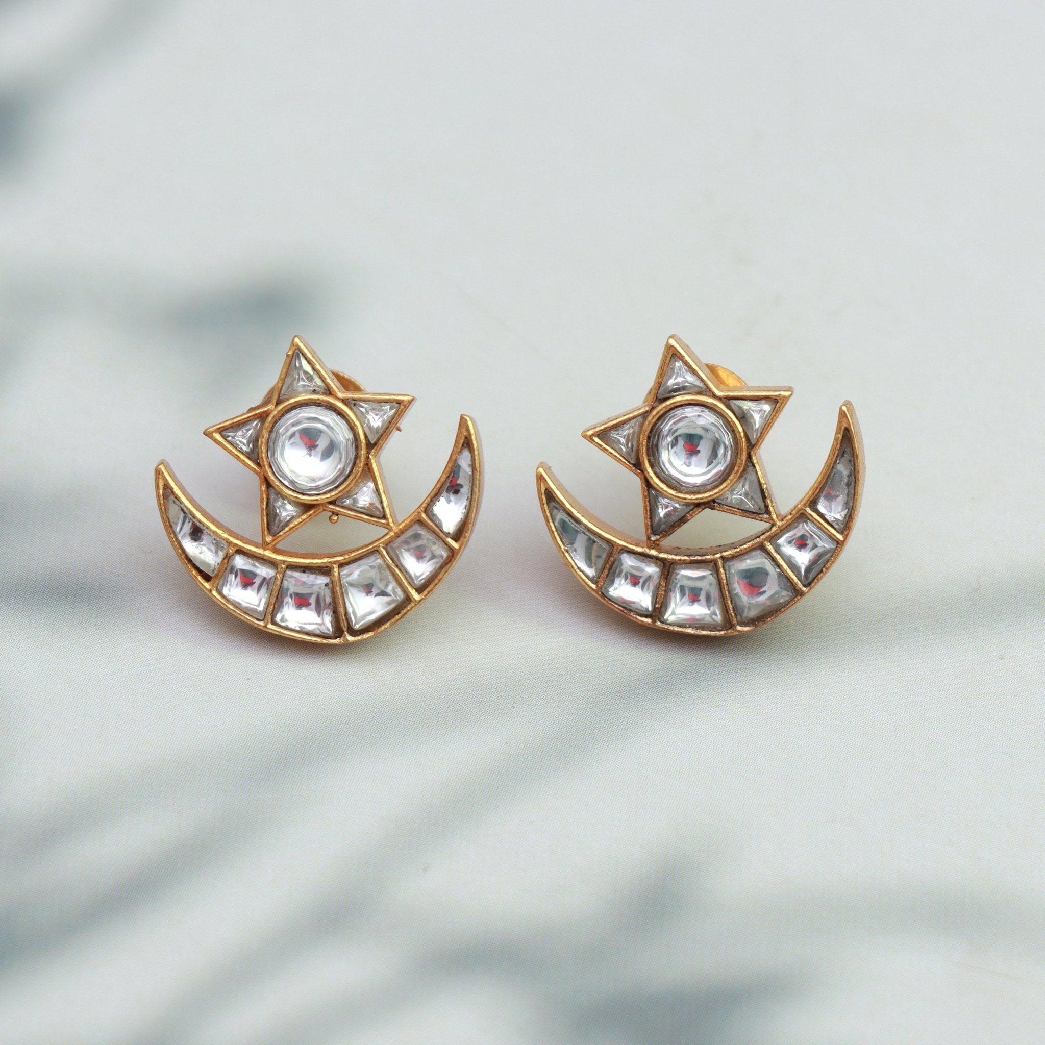 Celestial Moon & Star Kundan Earrings - Dropdeadgorgeous