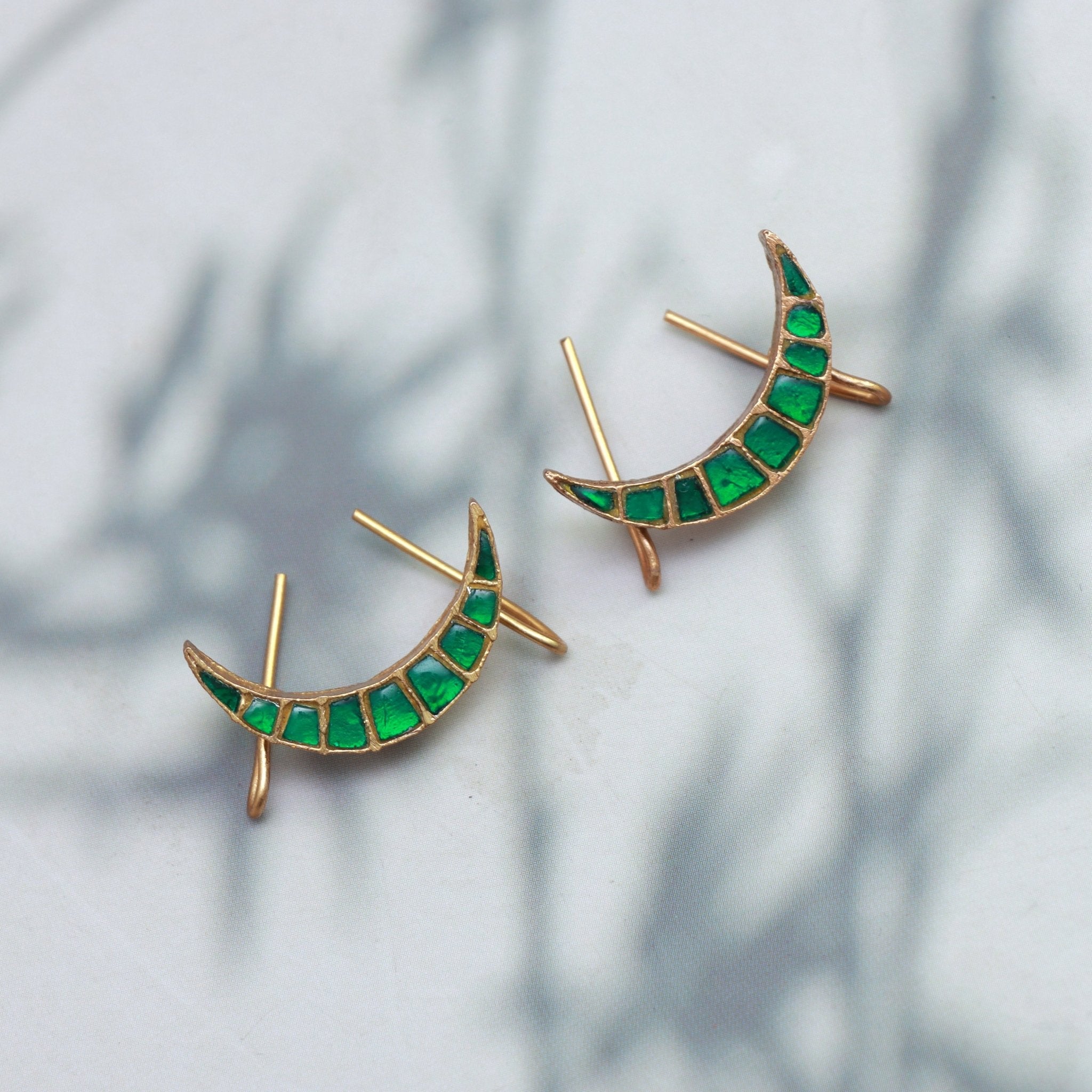 Emerald Crescent Minimalist Earrings - Dropdeadgorgeous