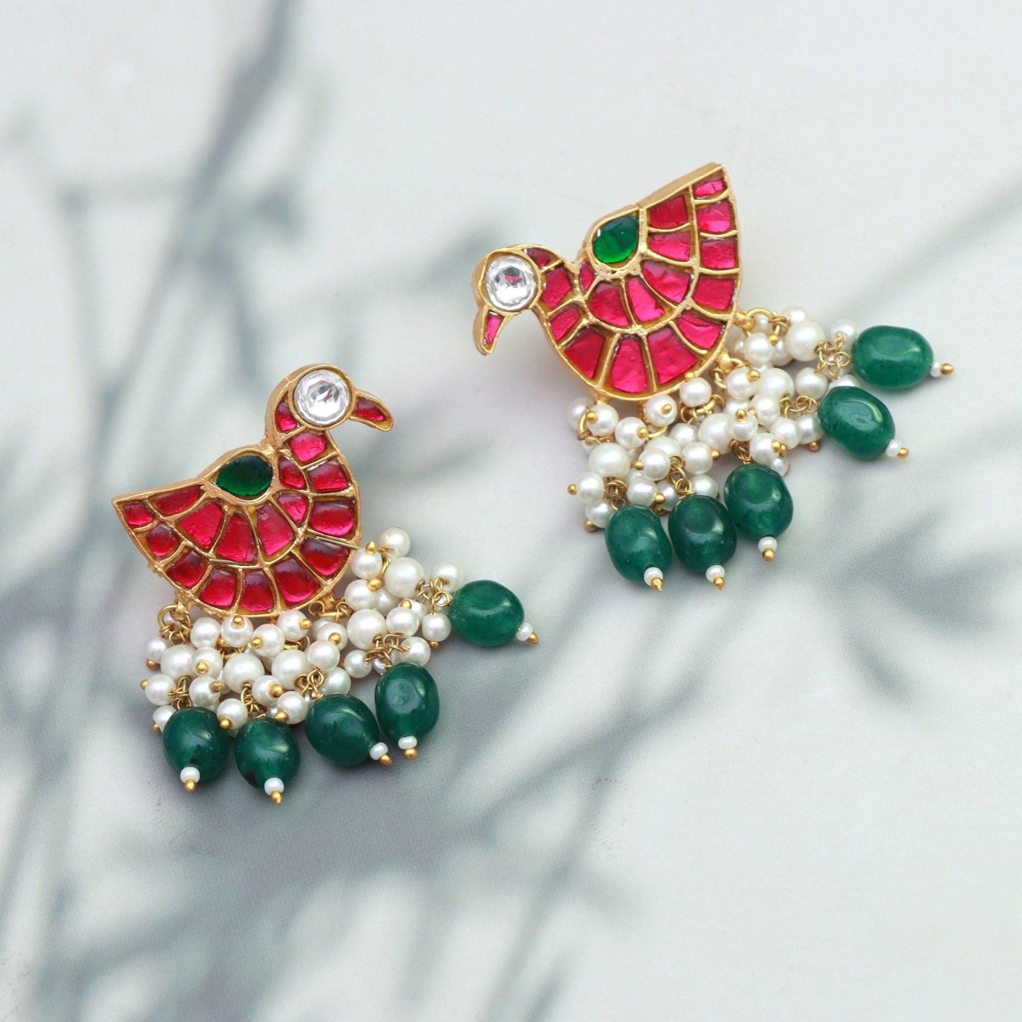 Royal Meenakari Bird Earrings - Dropdeadgorgeous