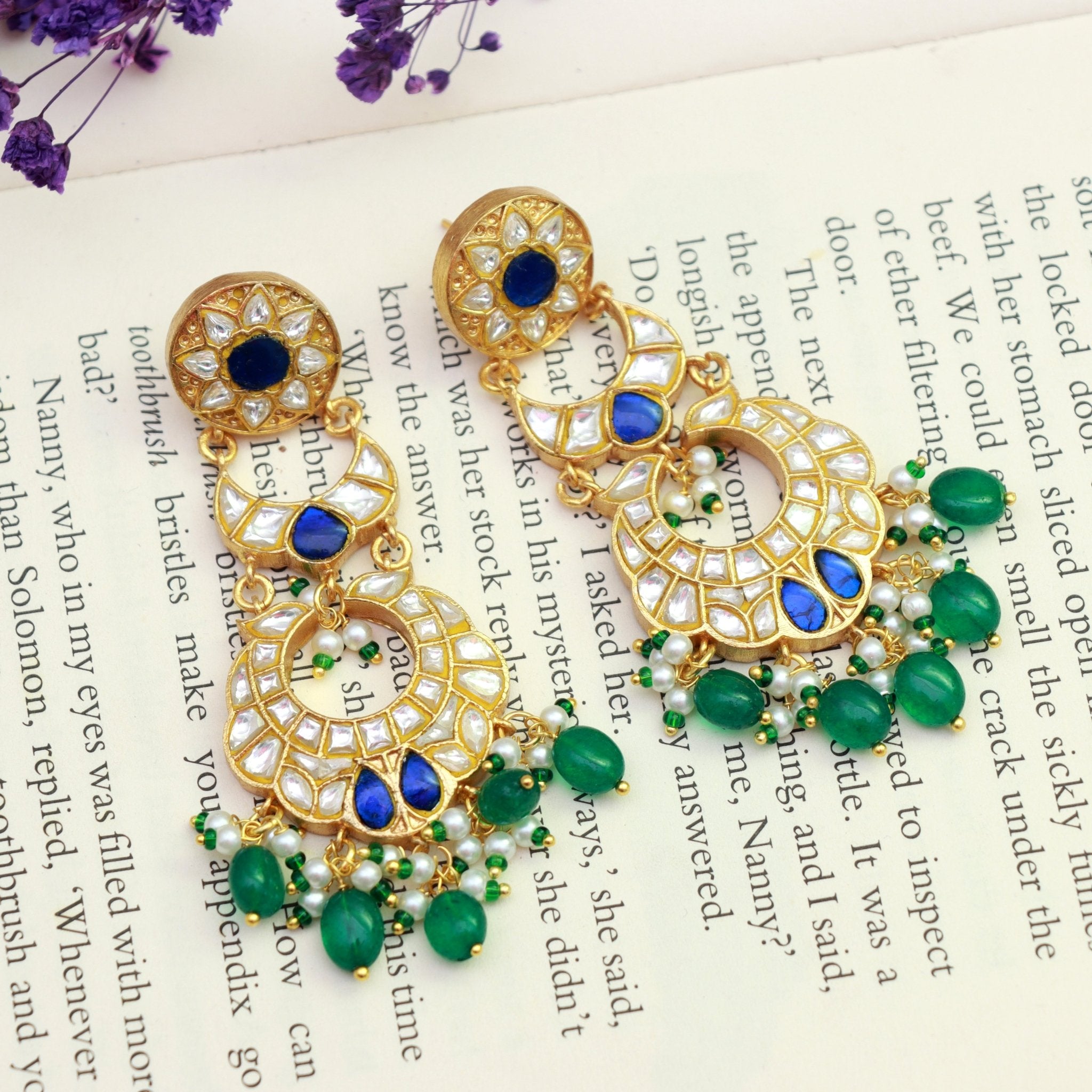 Royal Sapphire Crescent Earrings - Dropdeadgorgeous
