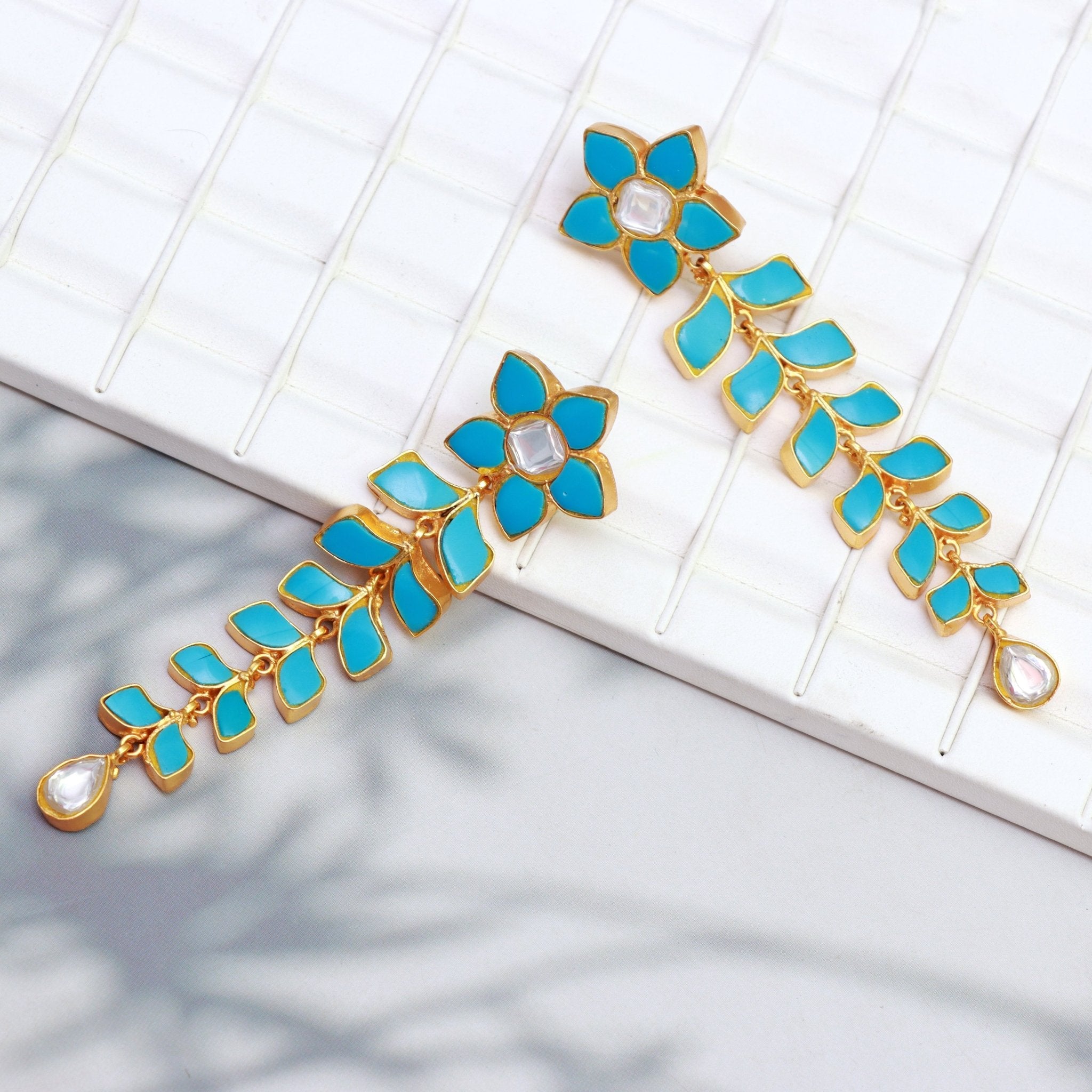 Azure Bloom Cascade Earrings - Dropdeadgorgeous