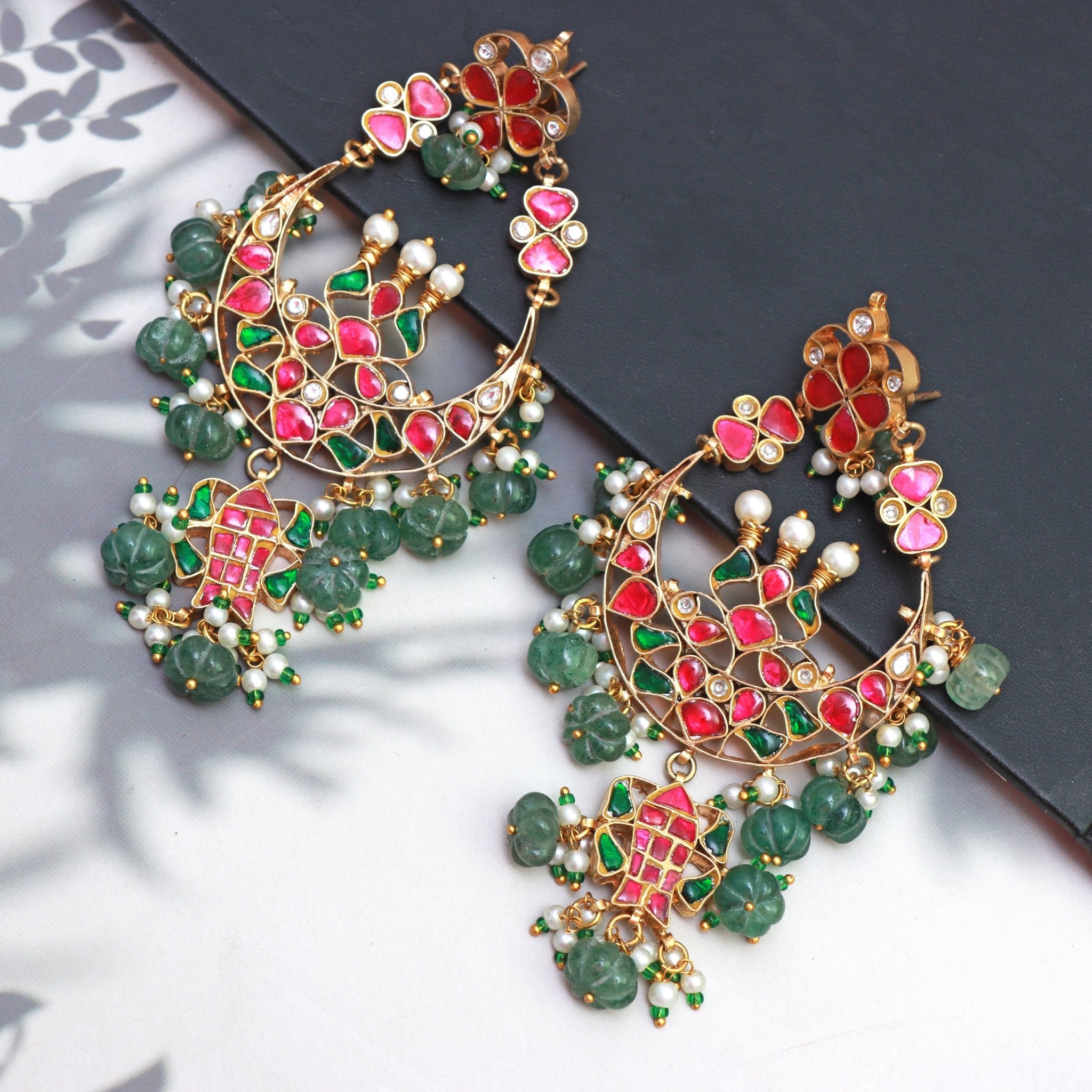 Meenakari Crescent Royale Chandbalis - Dropdeadgorgeous