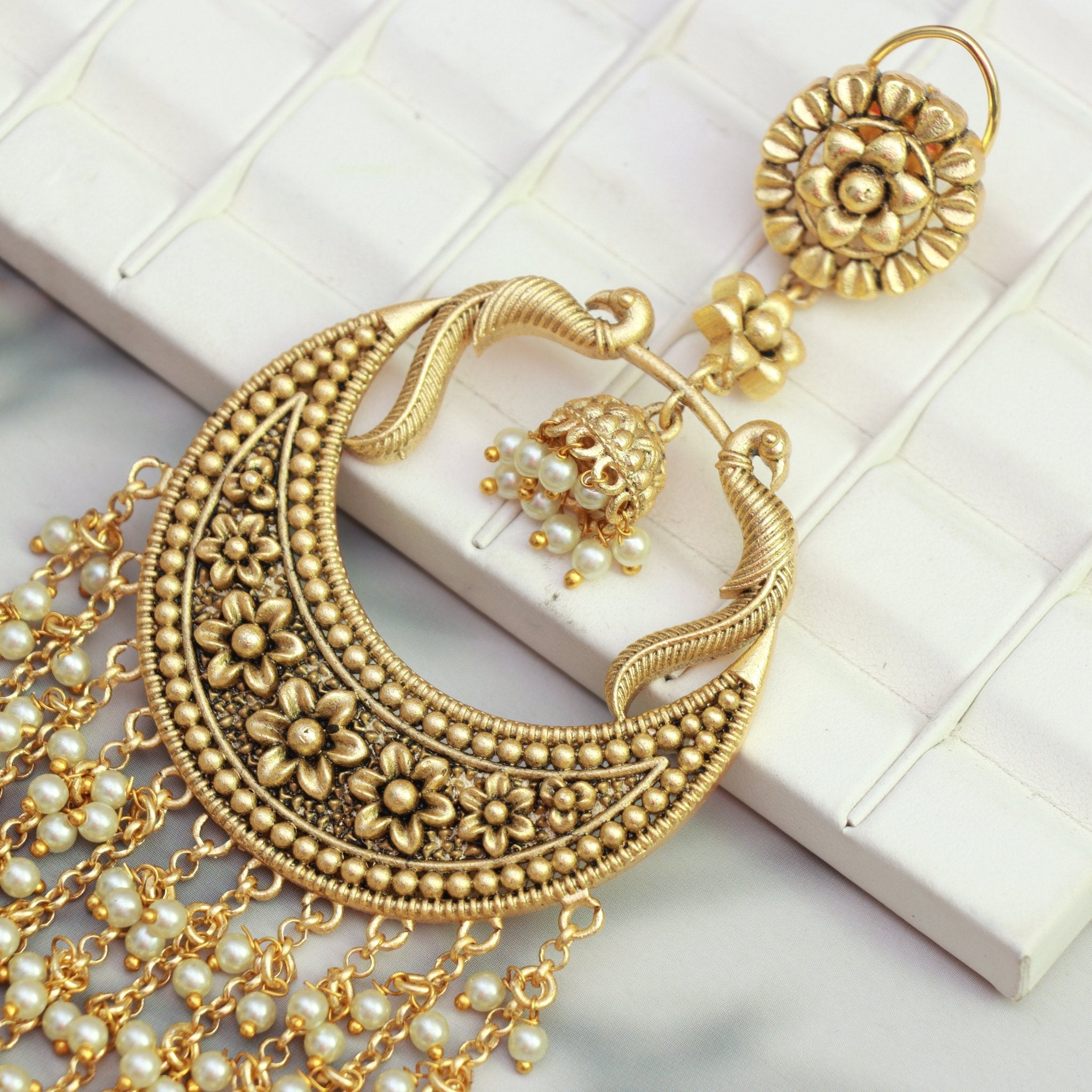 Antique Golden Cascade Chandbalis - Dropdeadgorgeous
