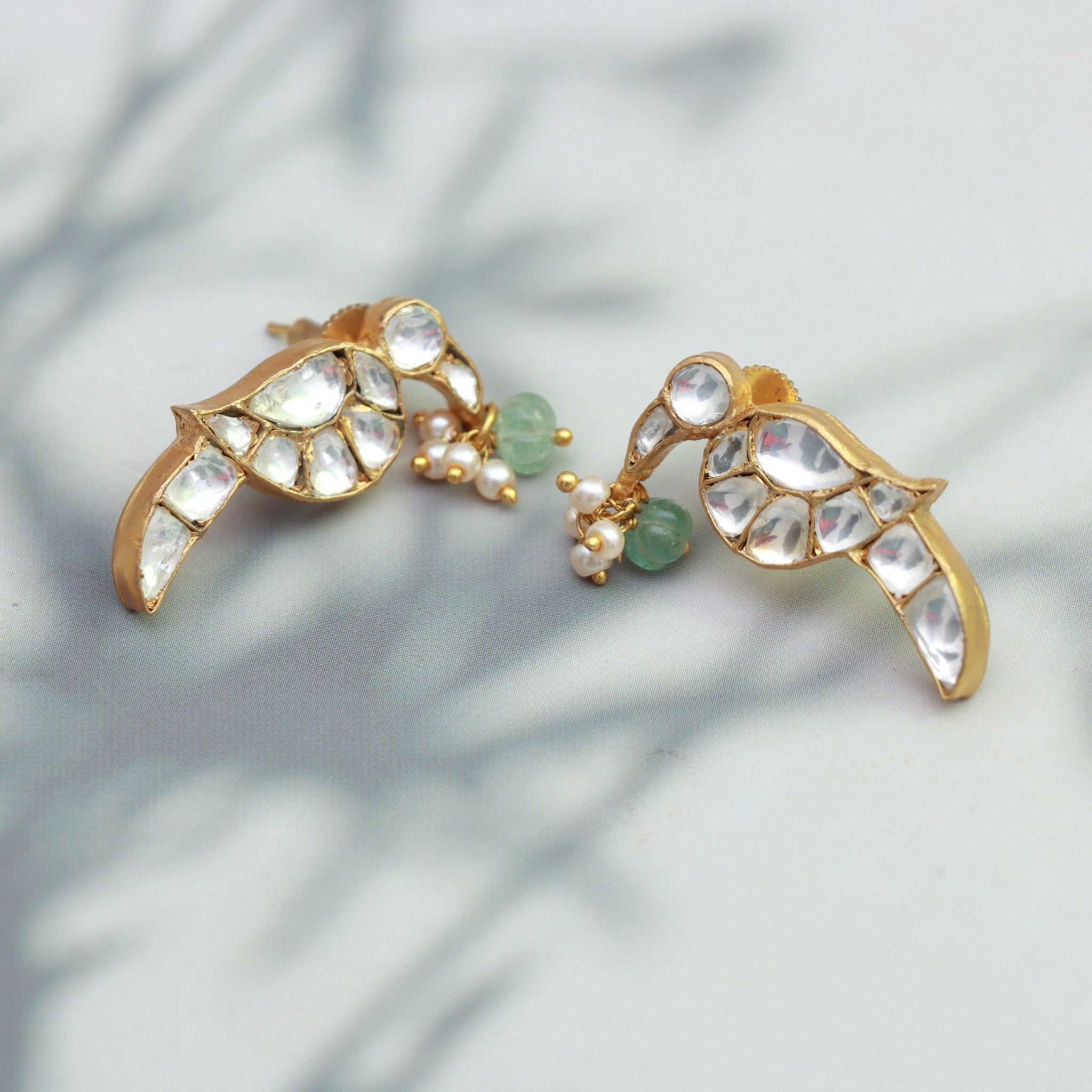 Royal Parrot Kundan Earrings - Dropdeadgorgeous