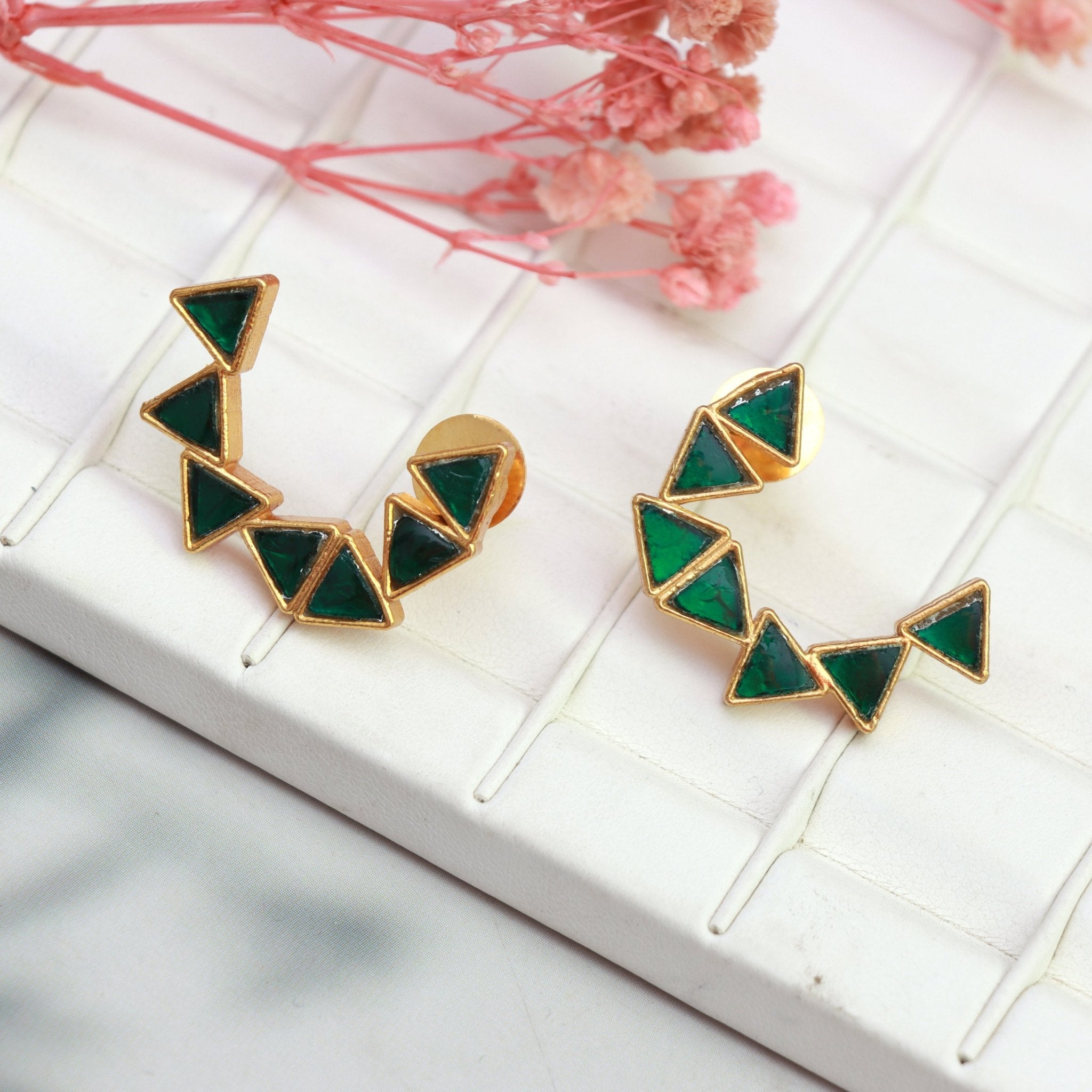 Emerald Maze Stud Earrings - Dropdeadgorgeous