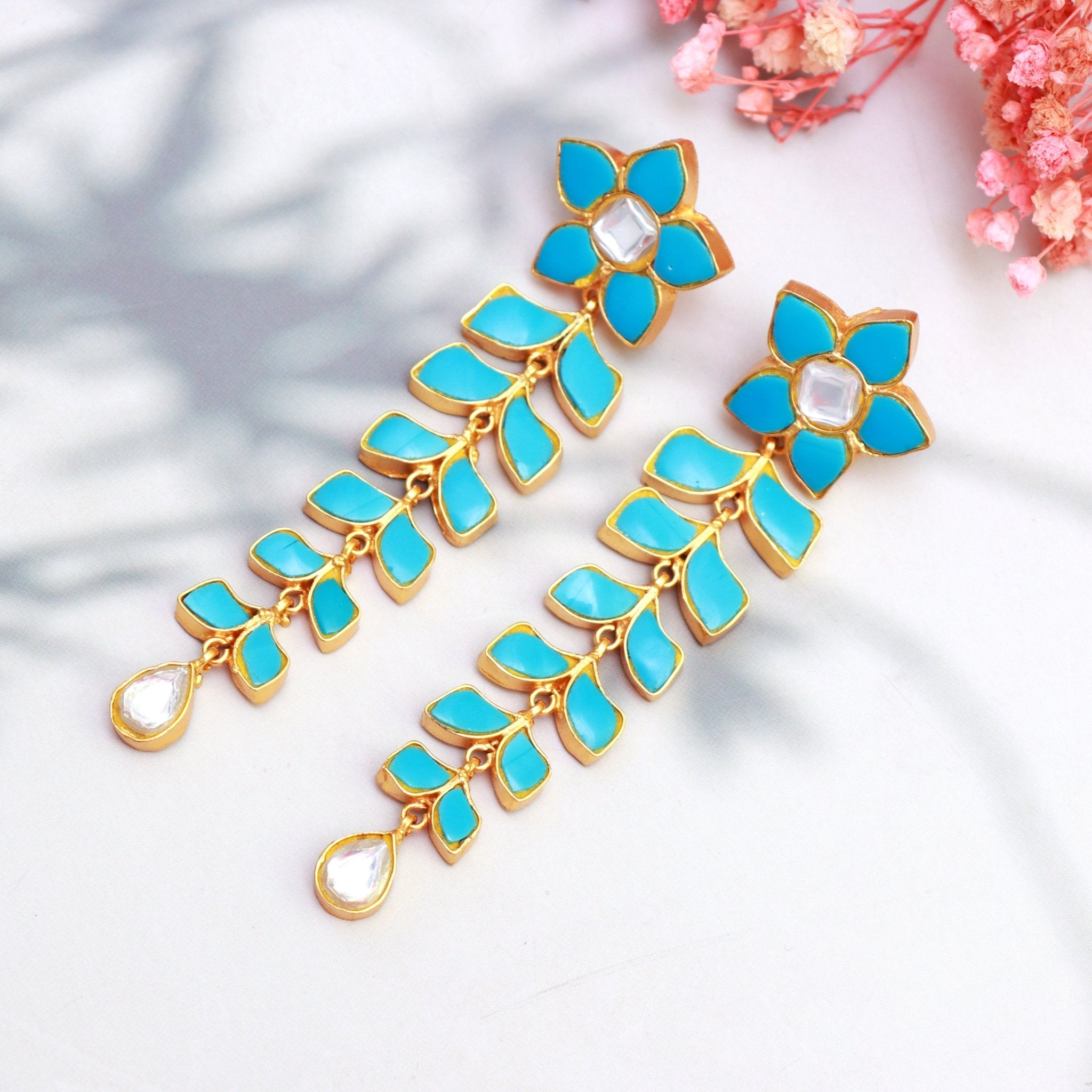 Azure Bloom Cascade Earrings - Dropdeadgorgeous