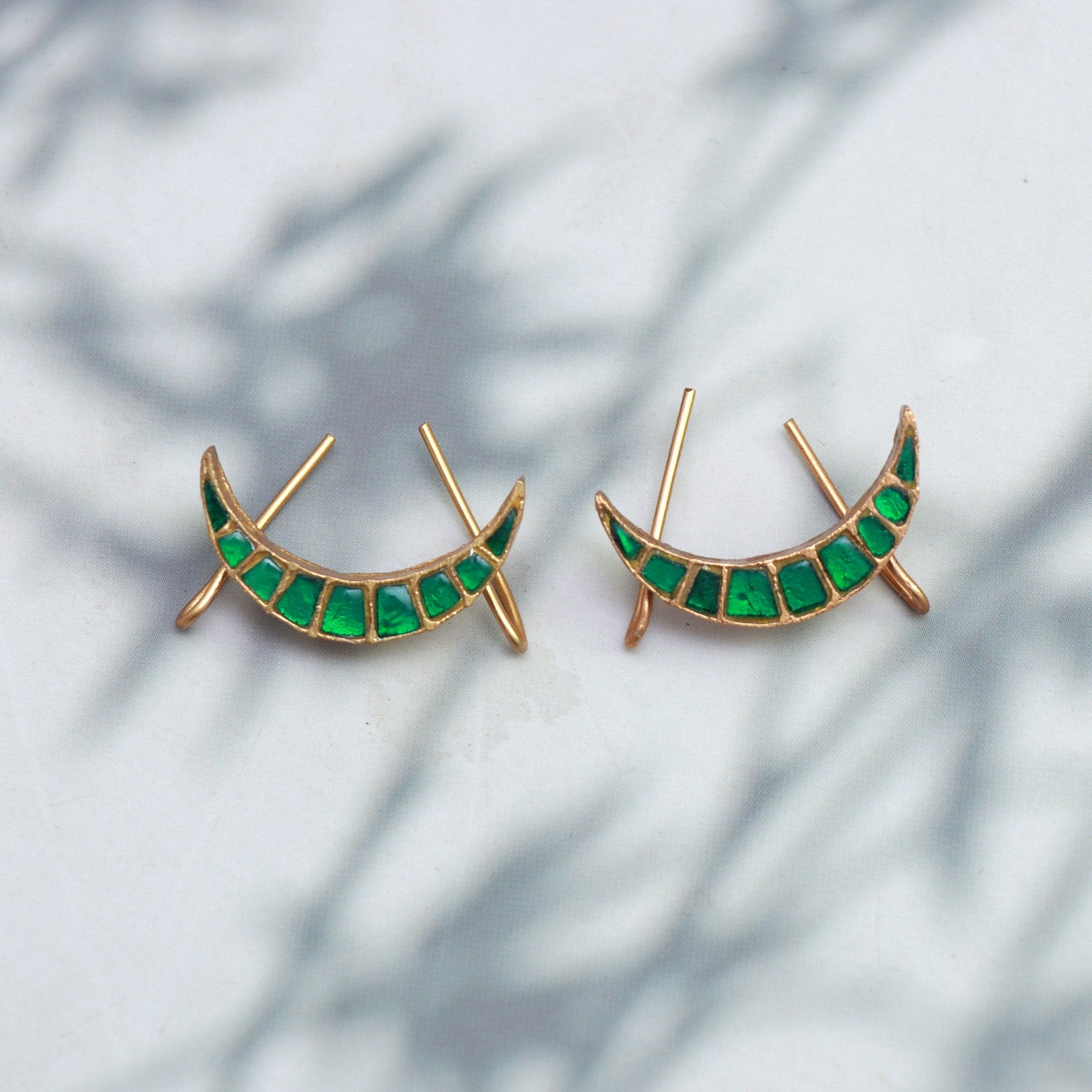 Emerald Crescent Minimalist Earrings - Dropdeadgorgeous