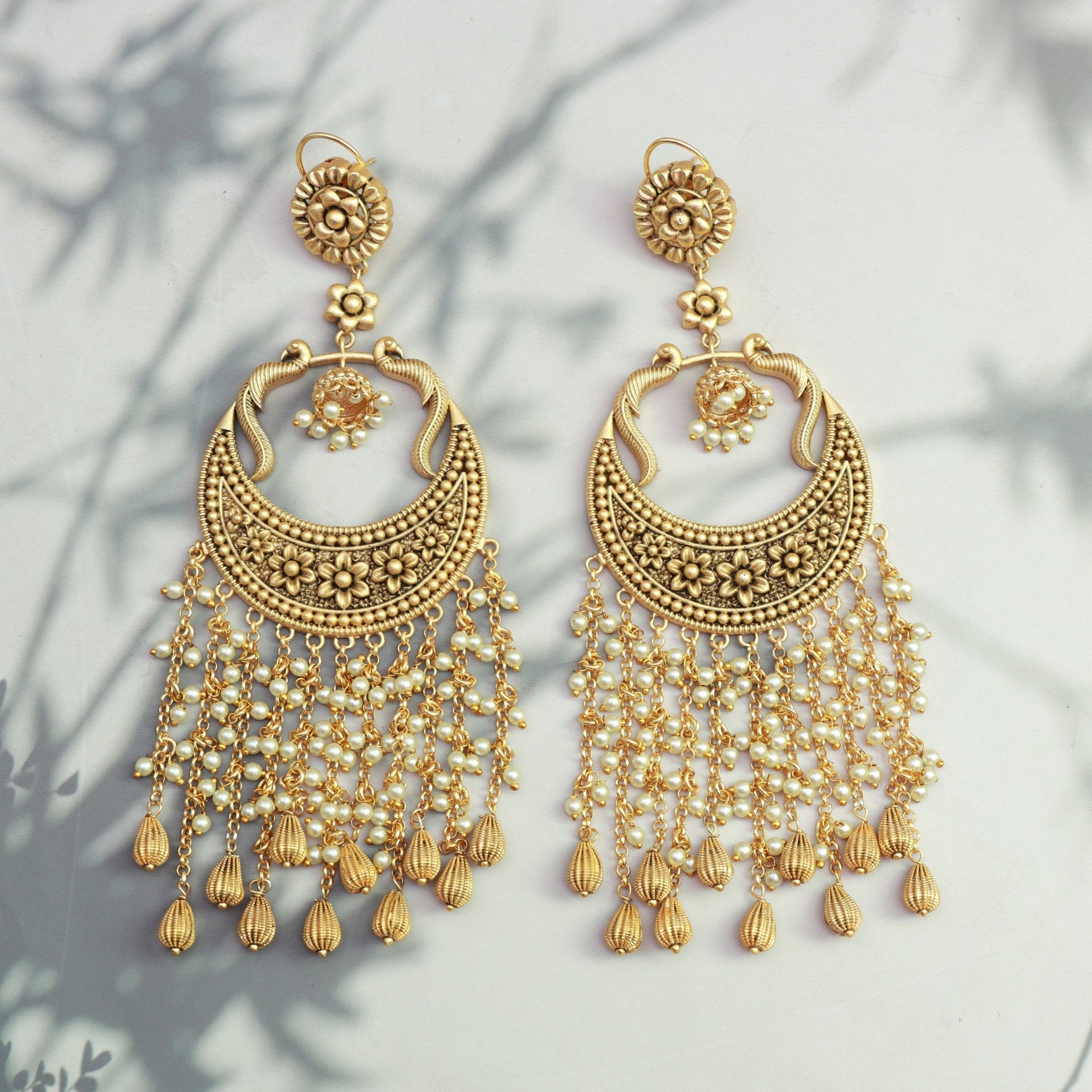 Antique Golden Cascade Chandbalis - Dropdeadgorgeous