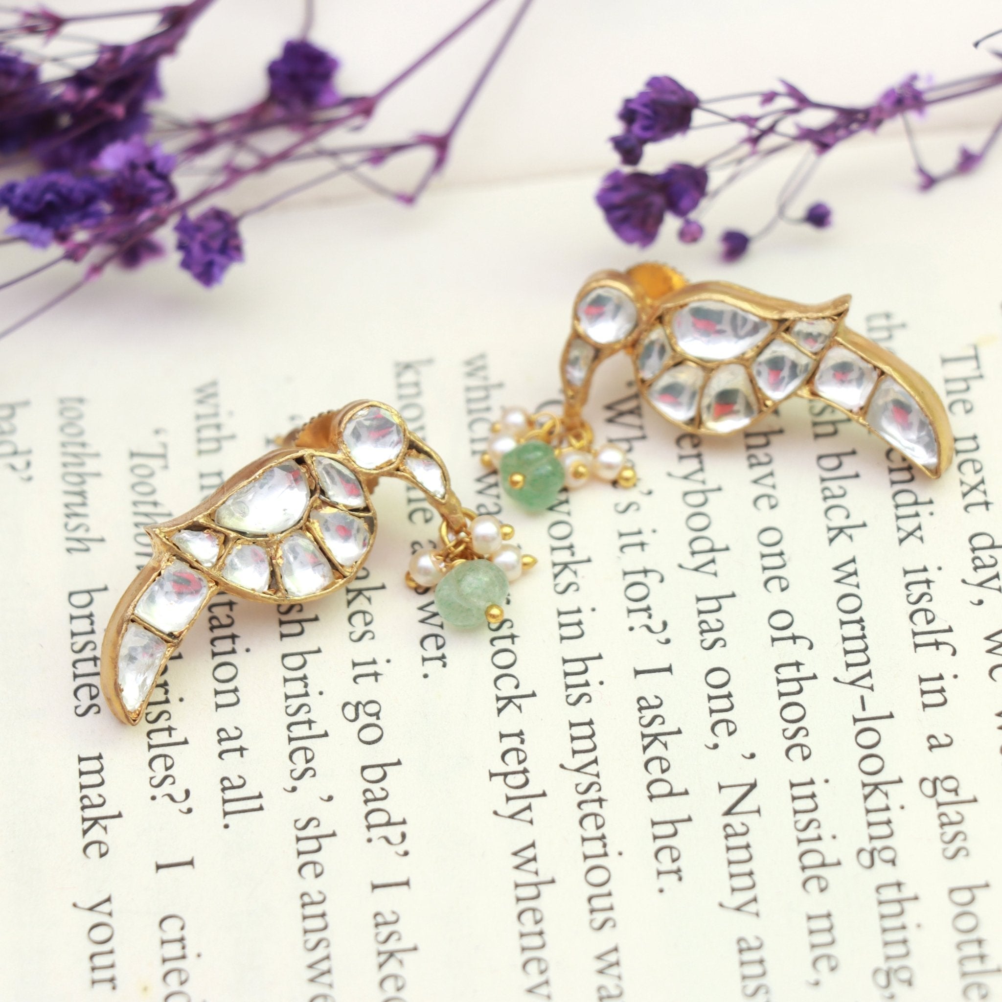 Royal Parrot Kundan Earrings - Dropdeadgorgeous