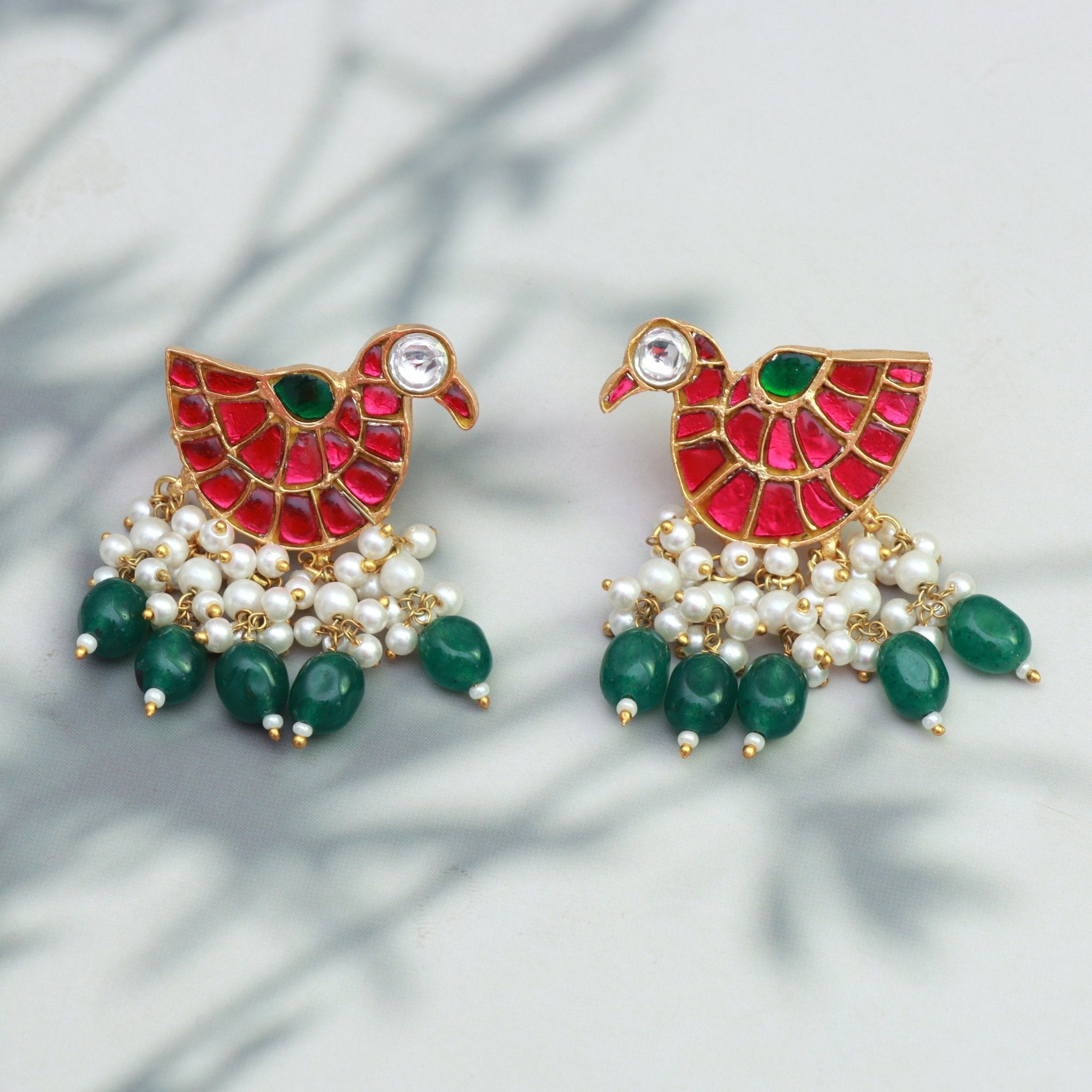 Royal Meenakari Bird Earrings - Dropdeadgorgeous