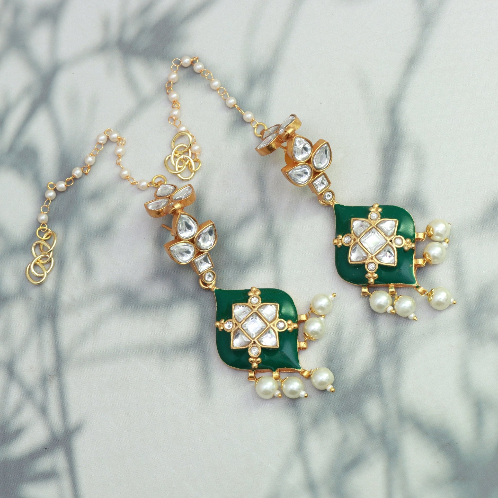 Emerald Kundan Passa Earrings - Dropdeadgorgeous