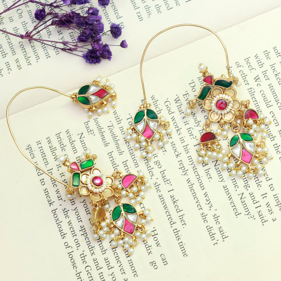 Mughal Meenakari Passa Earrings - Dropdeadgorgeous