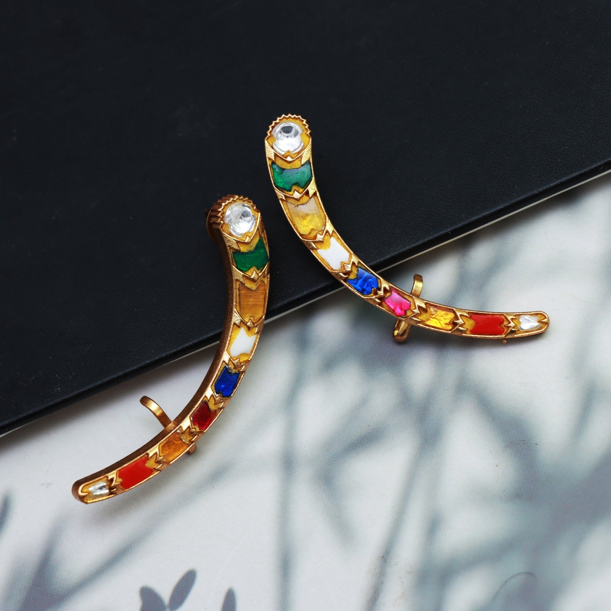 Enchanted Meenakari Crescent Earrings - Dropdeadgorgeous