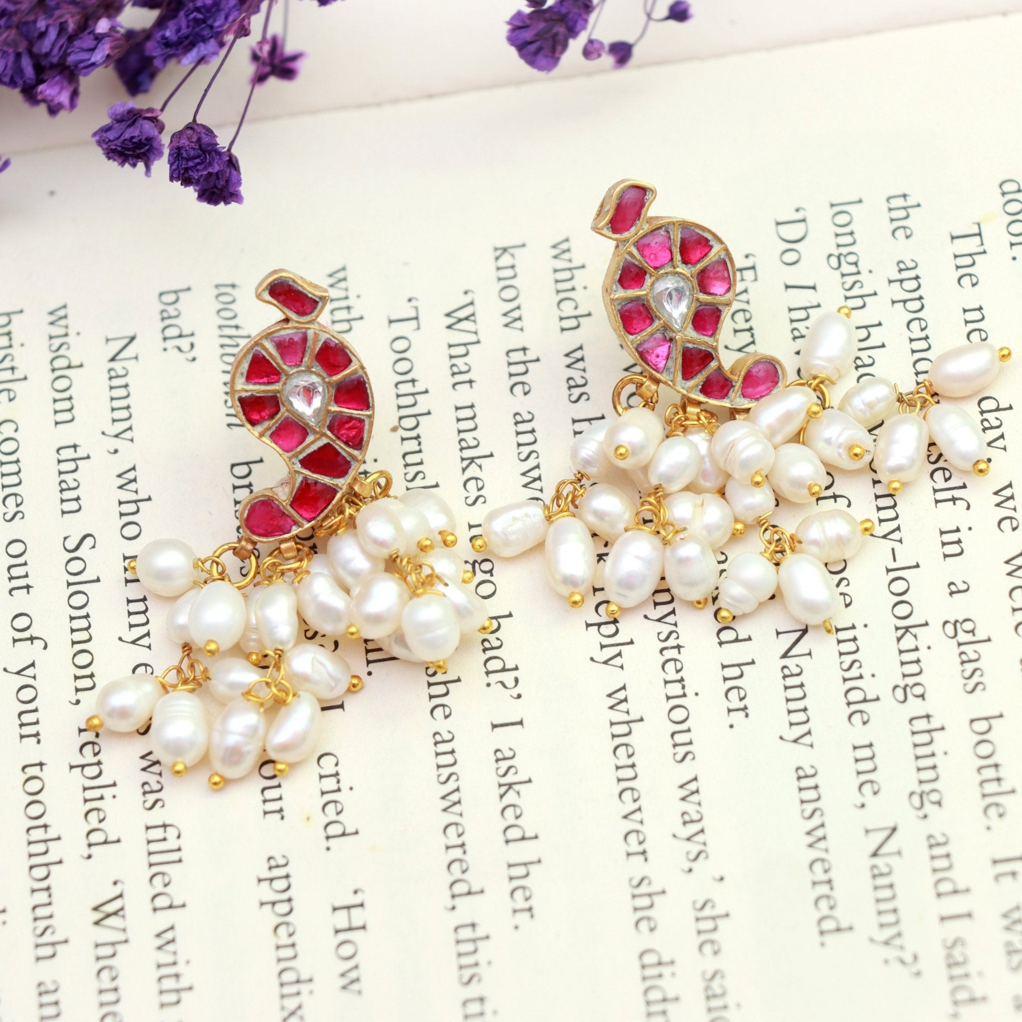 Pearl Cascade Kundan Earrings - Dropdeadgorgeous