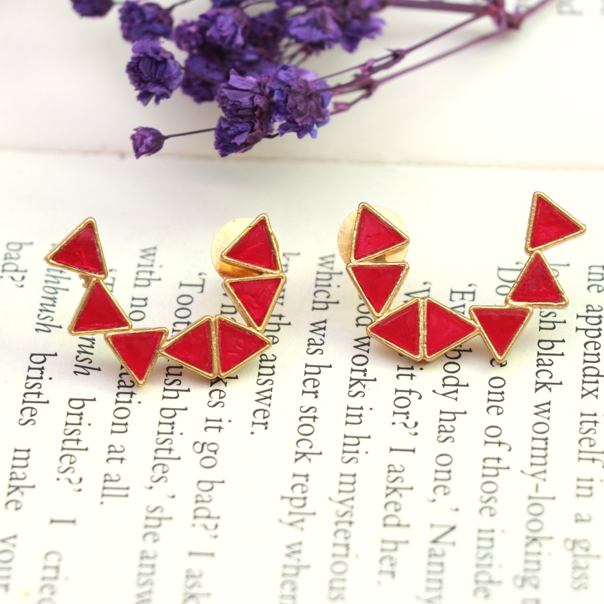 Scarlet Prism Ear Cuffs - Dropdeadgorgeous