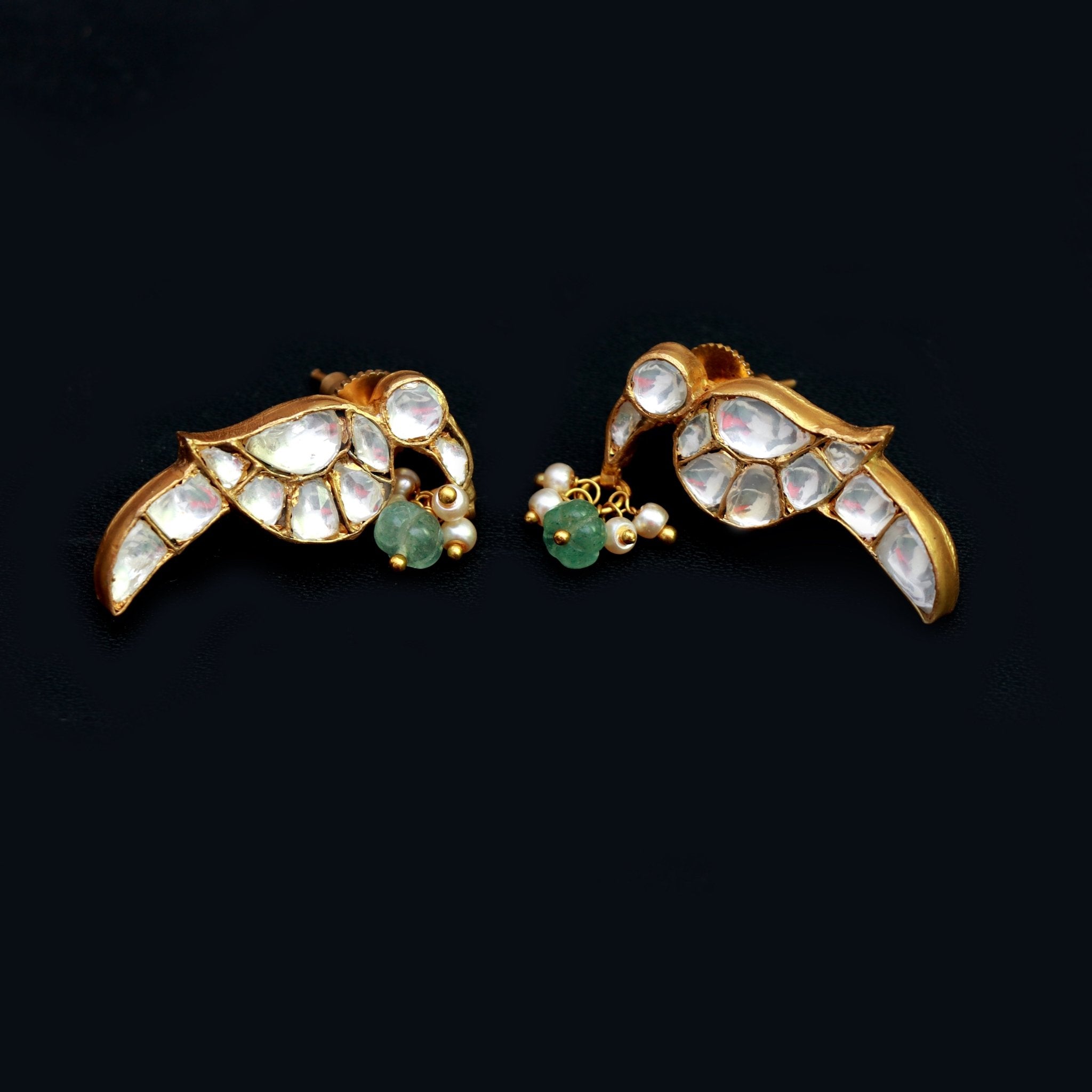 Royal Parrot Kundan Earrings - Dropdeadgorgeous