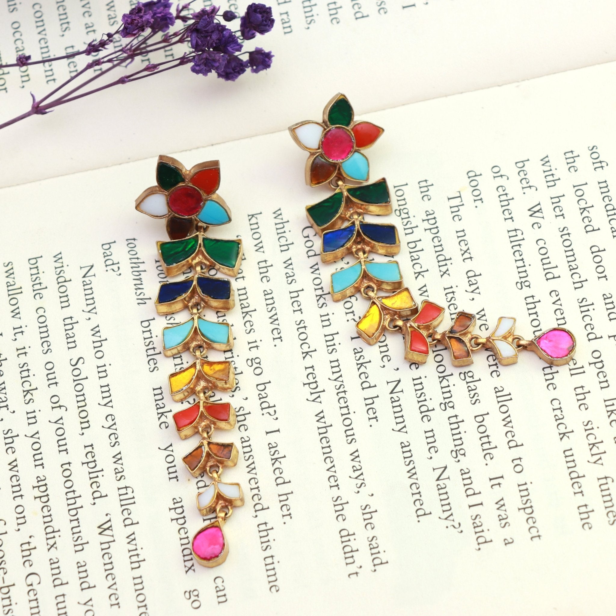 Rainbow Bloom Meenakari Earrings - Dropdeadgorgeous