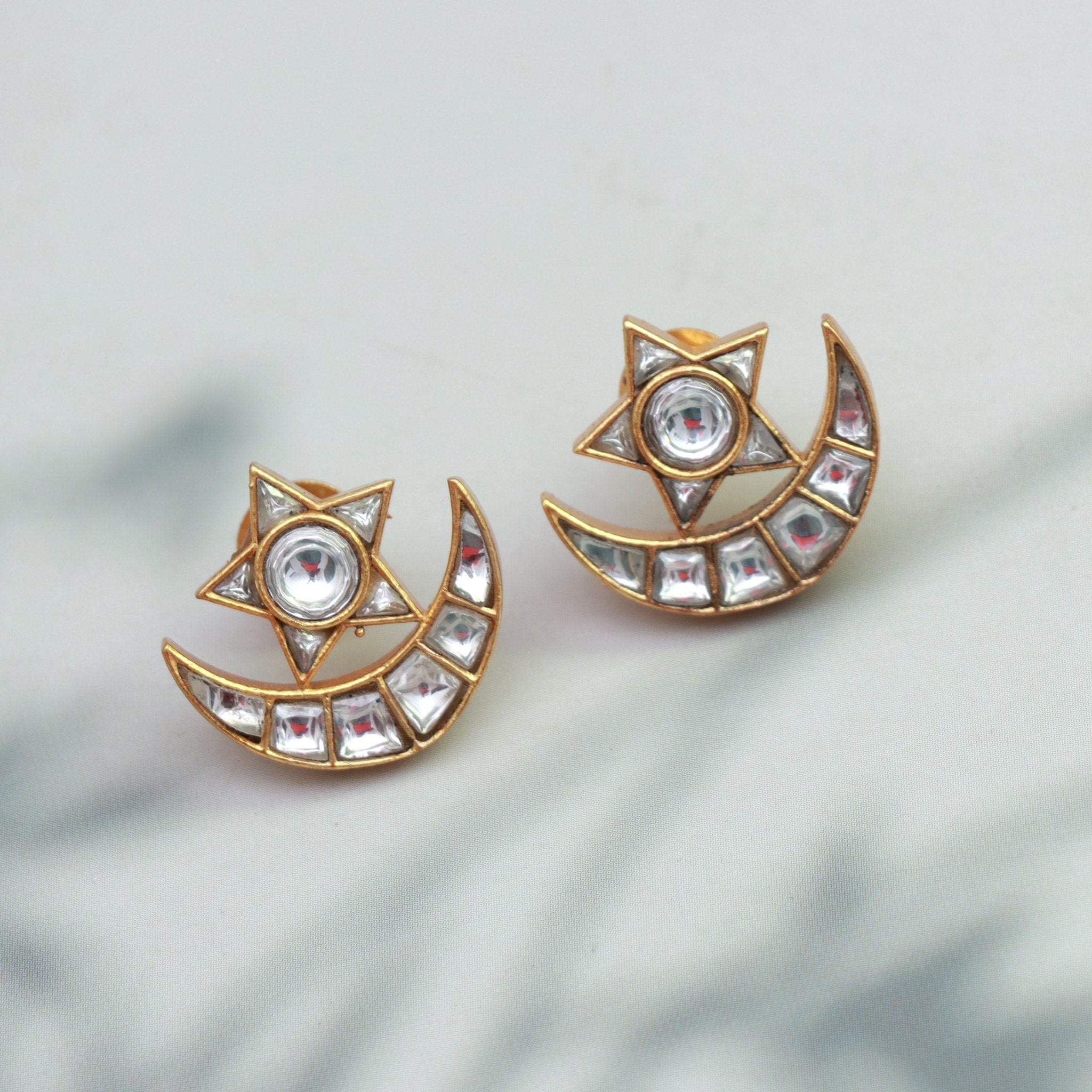 Celestial Moon & Star Kundan Earrings - Dropdeadgorgeous