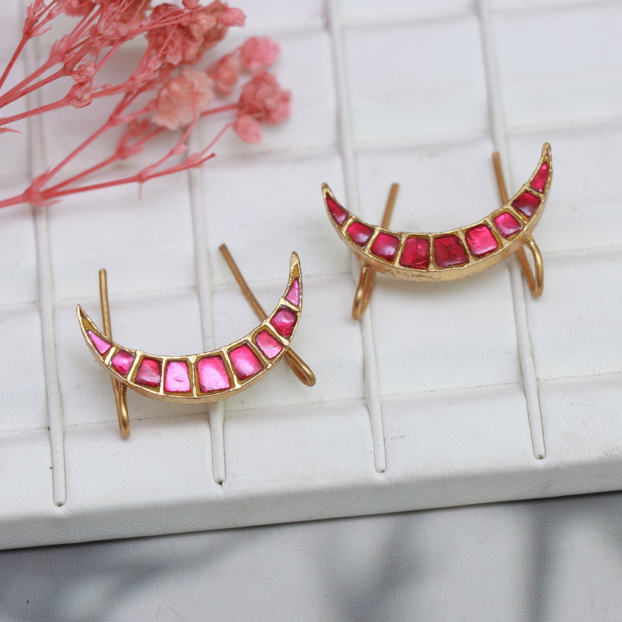 Ruby Crescent Minimalist Earrings - Dropdeadgorgeous
