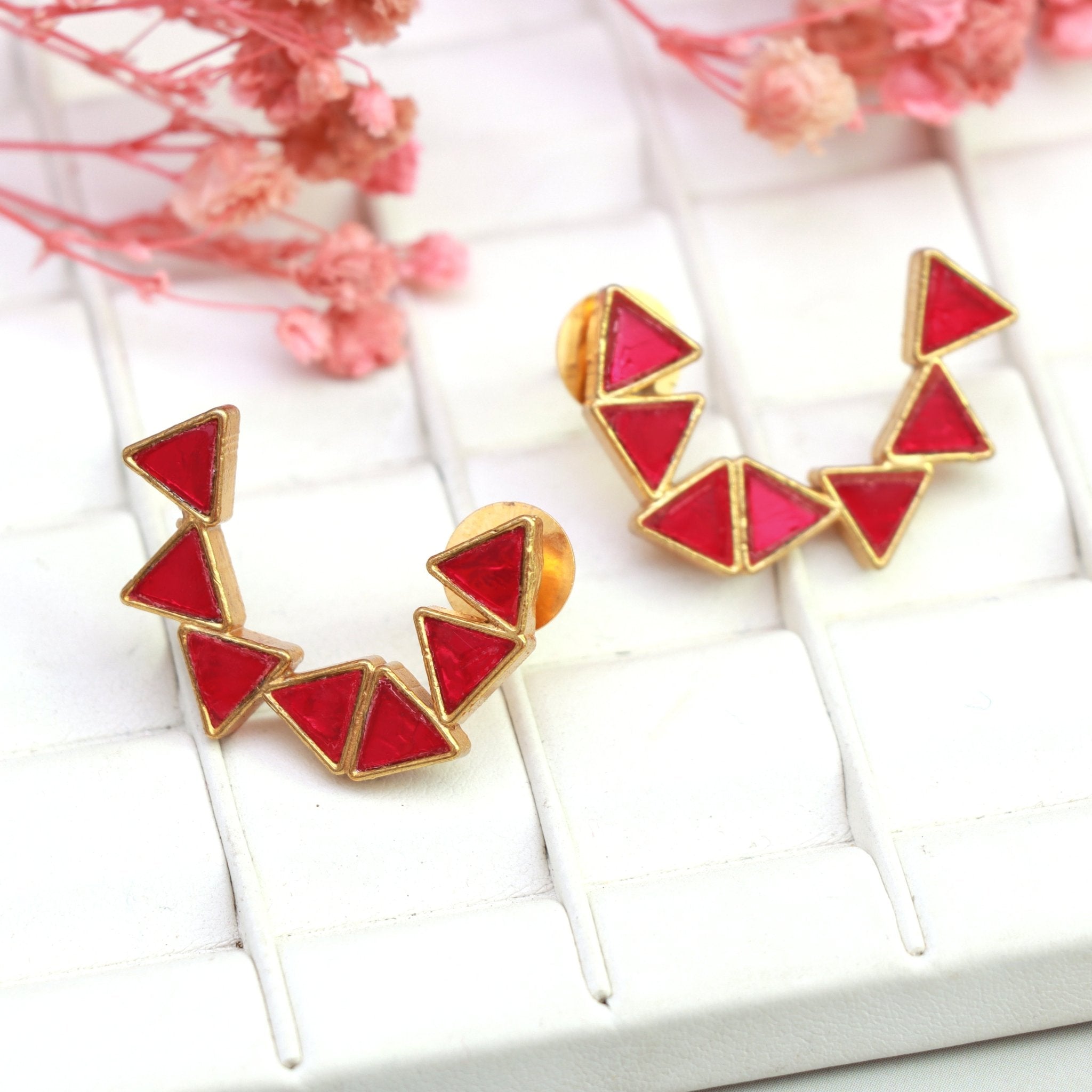 Scarlet Prism Ear Cuffs - Dropdeadgorgeous
