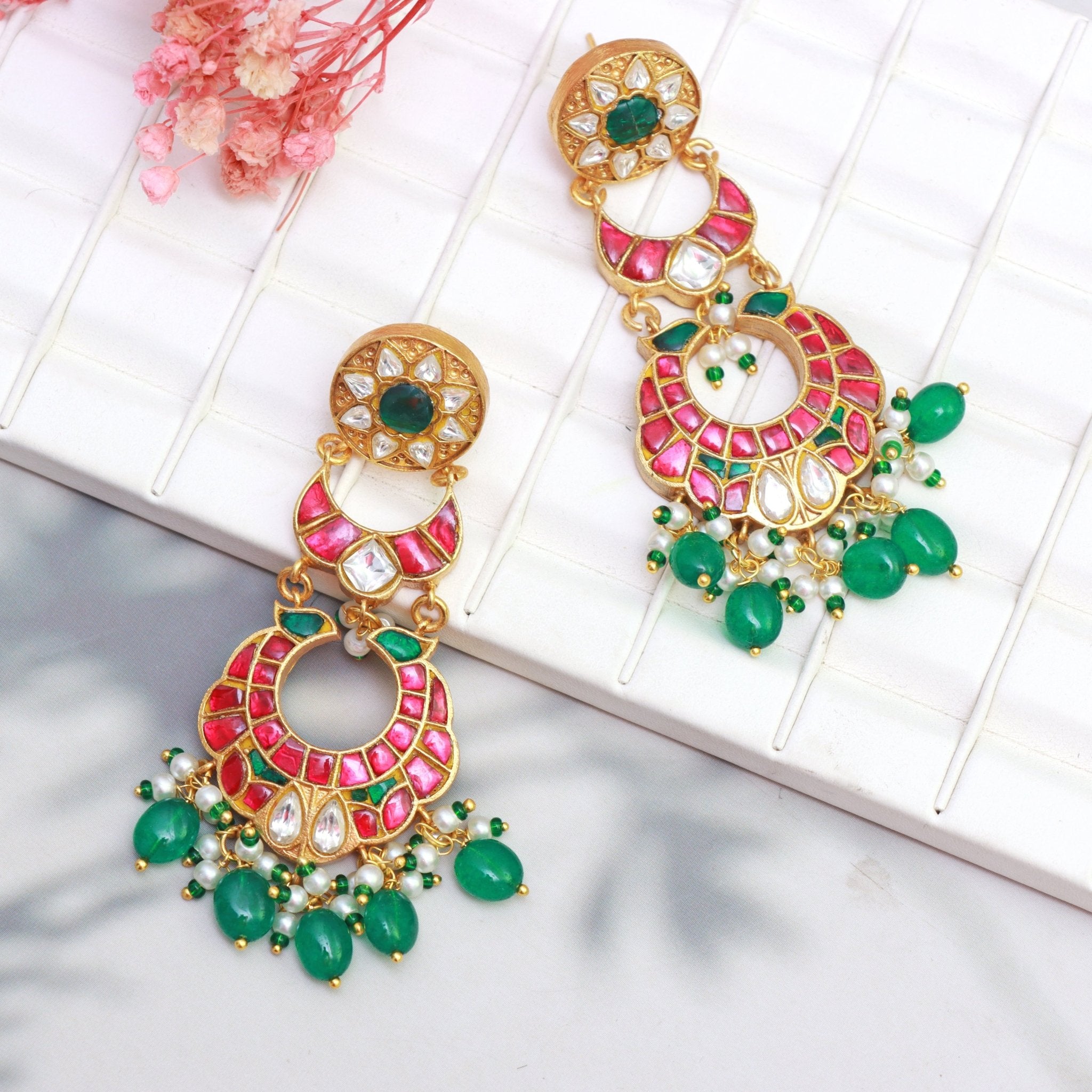 Royal Meenakari Chandbali Earrings - Dropdeadgorgeous