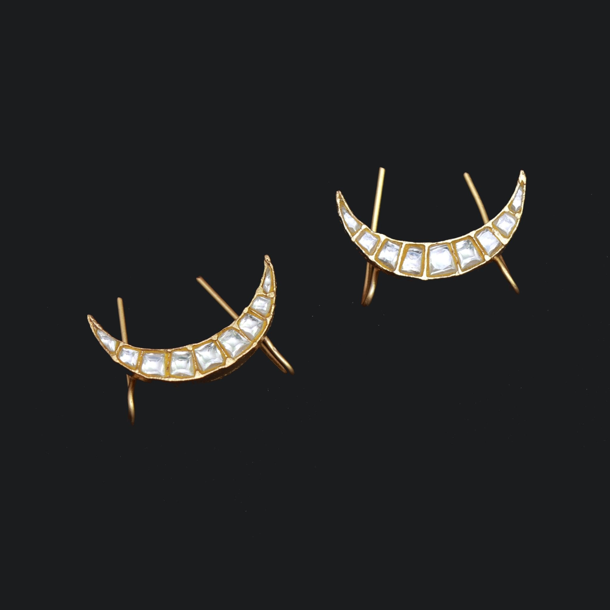 Kundan Crescent Minimalist Earrings - Dropdeadgorgeous