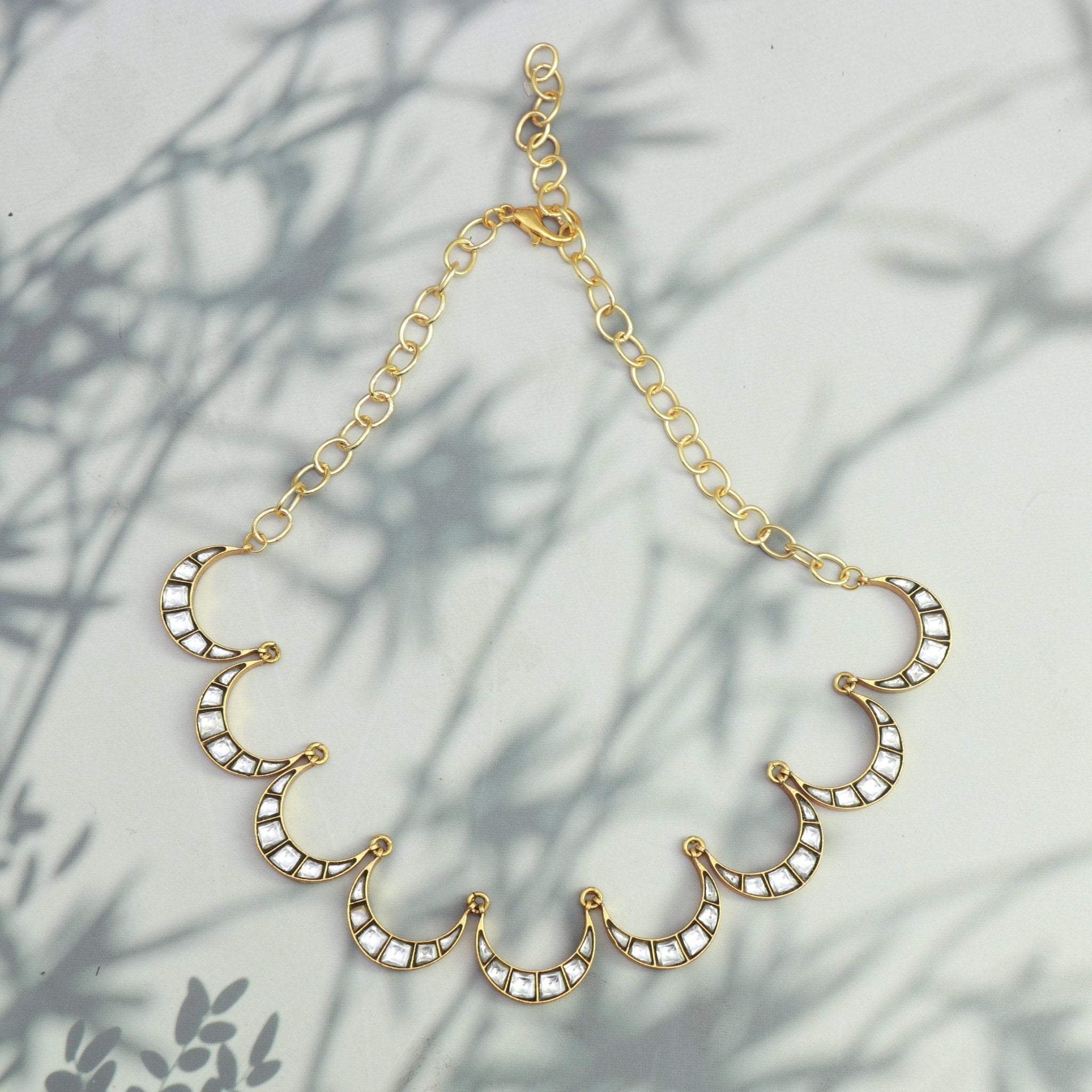 Crescent Kundan Necklace Set - Dropdeadgorgeous