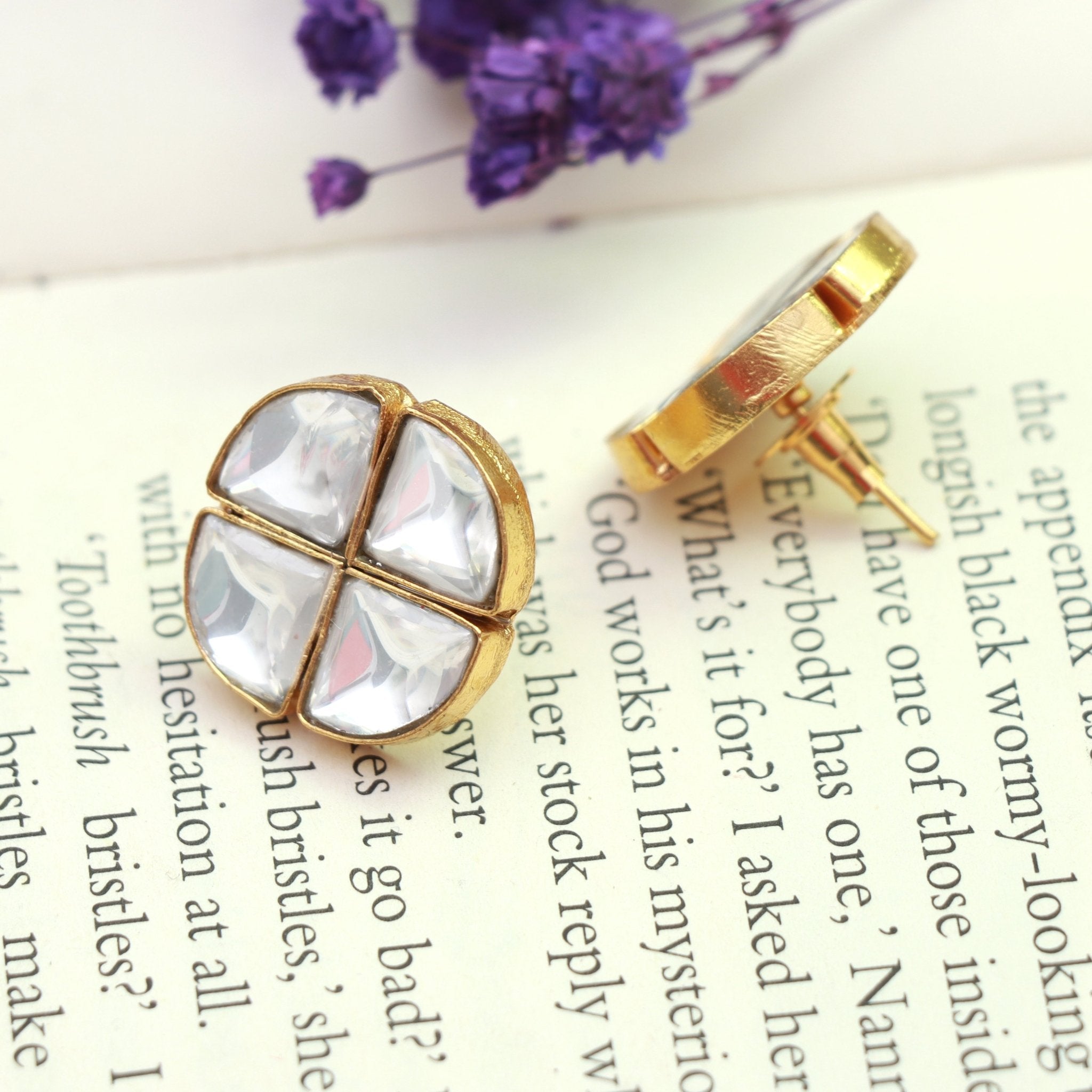 Classic Kundan Clover Studs - Dropdeadgorgeous