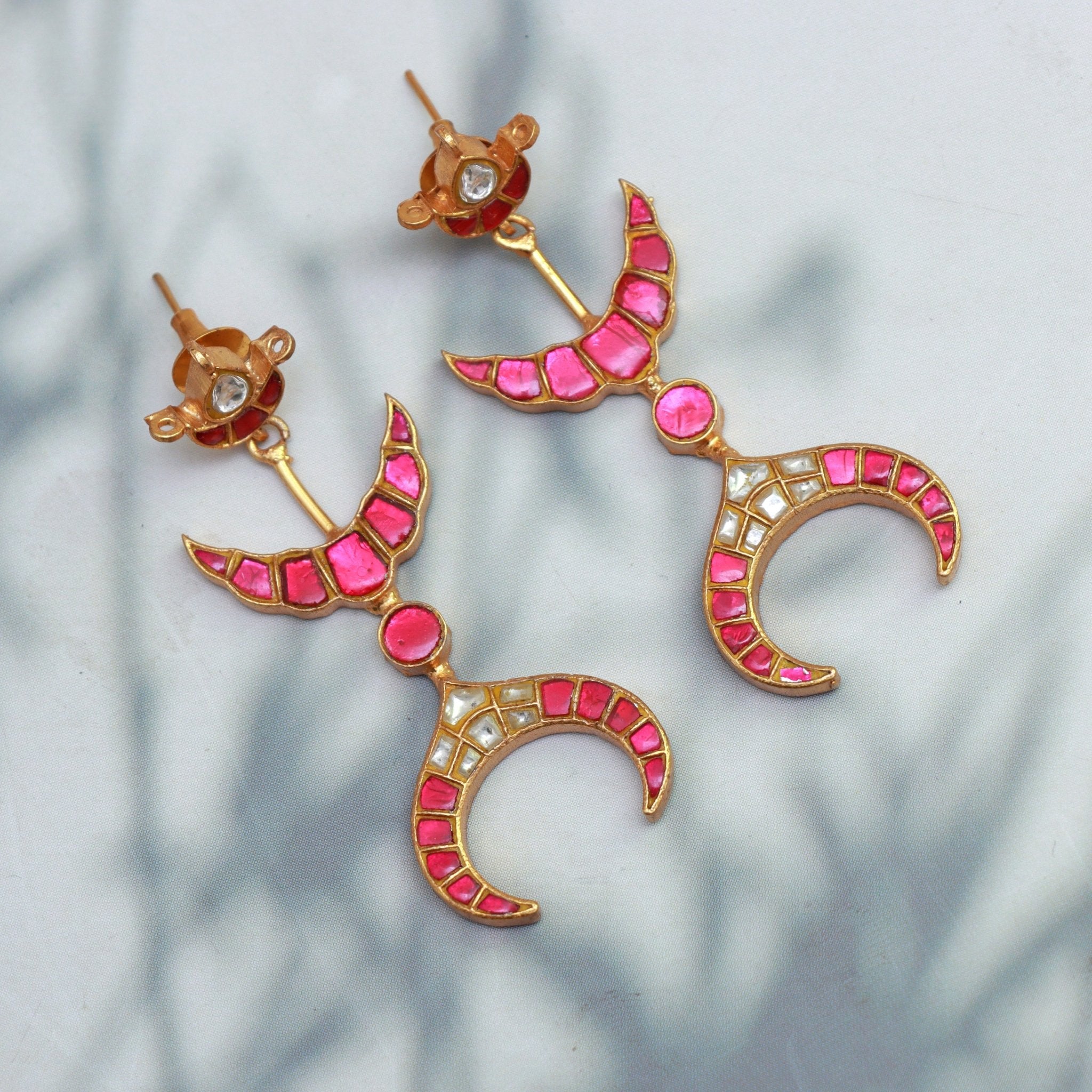 Crescent Moon Meenakari Earrings - Dropdeadgorgeous