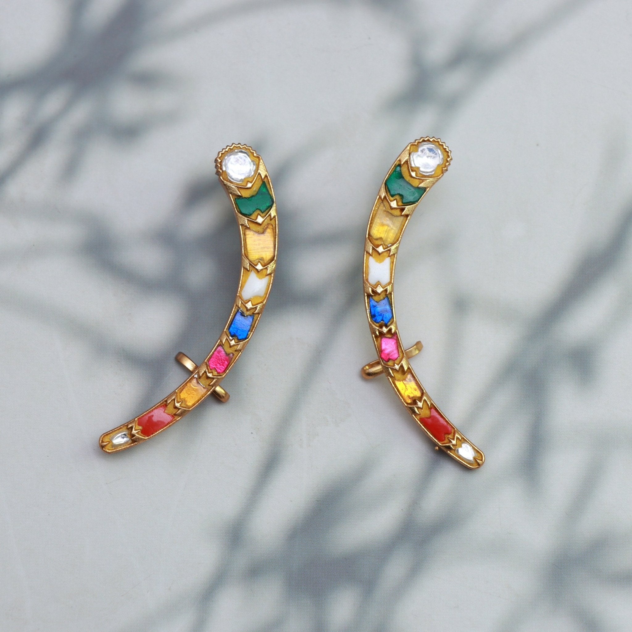 Enchanted Meenakari Crescent Earrings - Dropdeadgorgeous