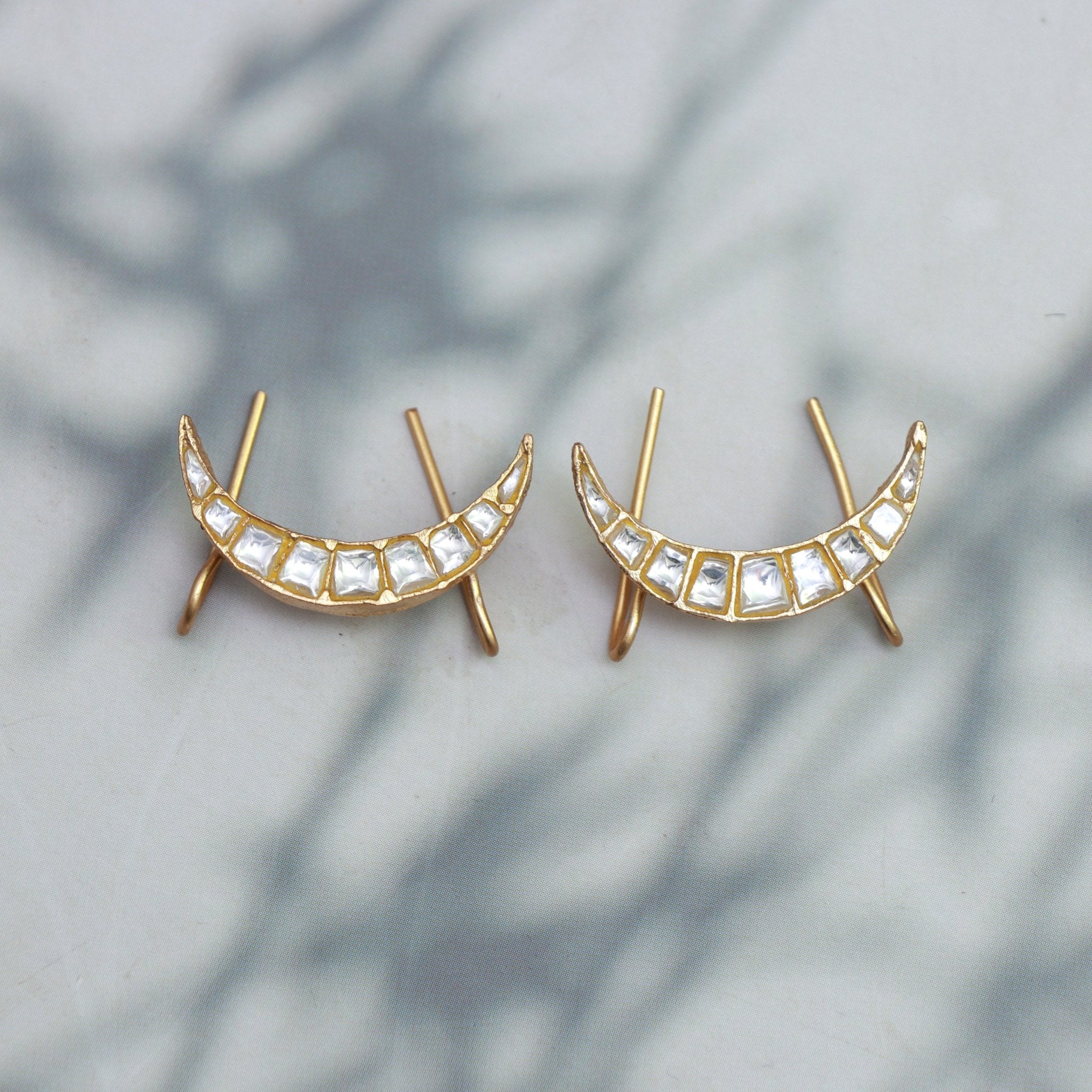 Kundan Crescent Minimalist Earrings - Dropdeadgorgeous