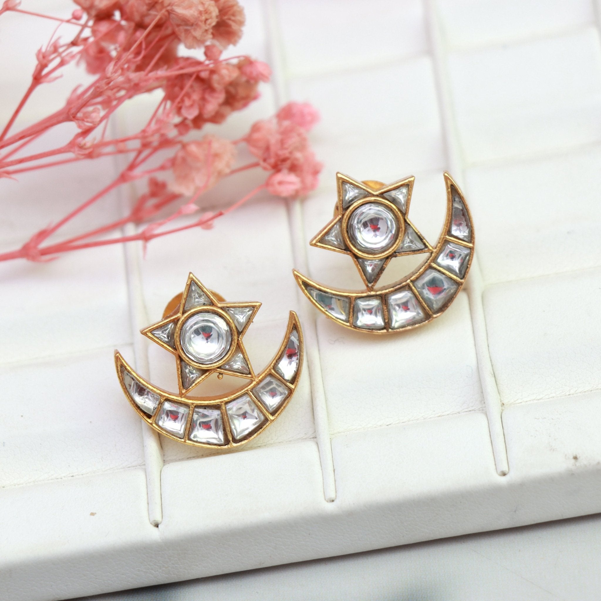 Celestial Moon & Star Kundan Earrings - Dropdeadgorgeous