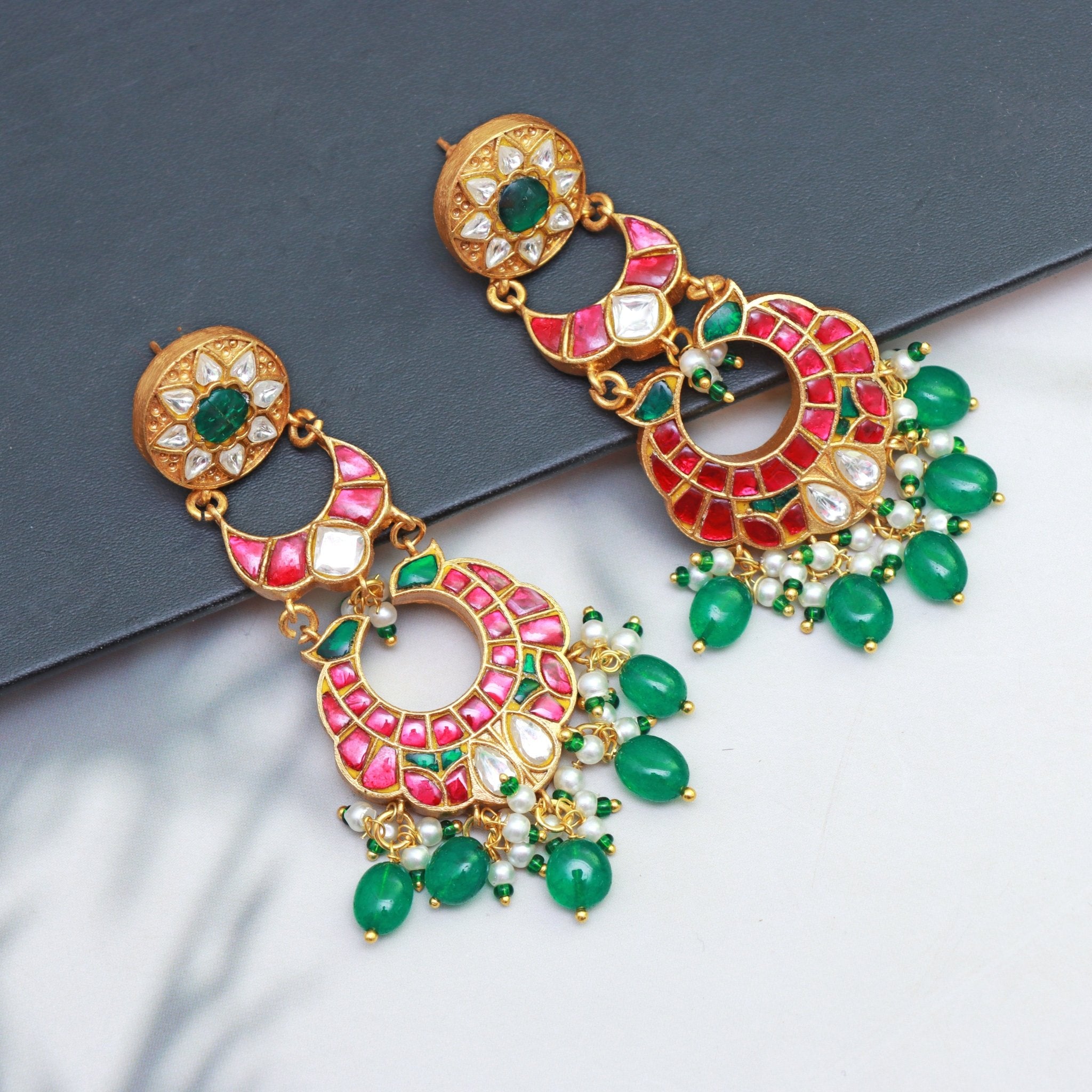 Royal Meenakari Chandbali Earrings - Dropdeadgorgeous