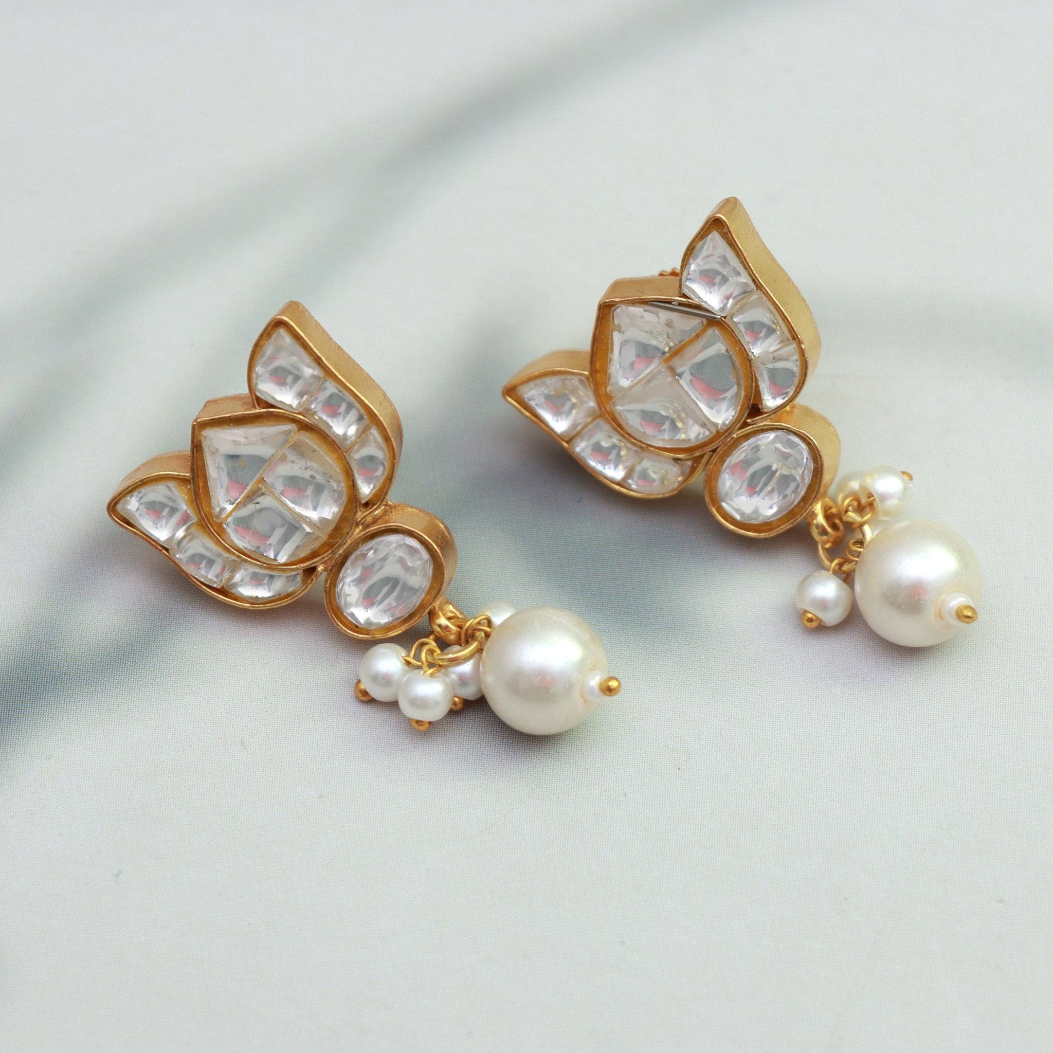 Ethereal Lotus Kundan Studs - Dropdeadgorgeous